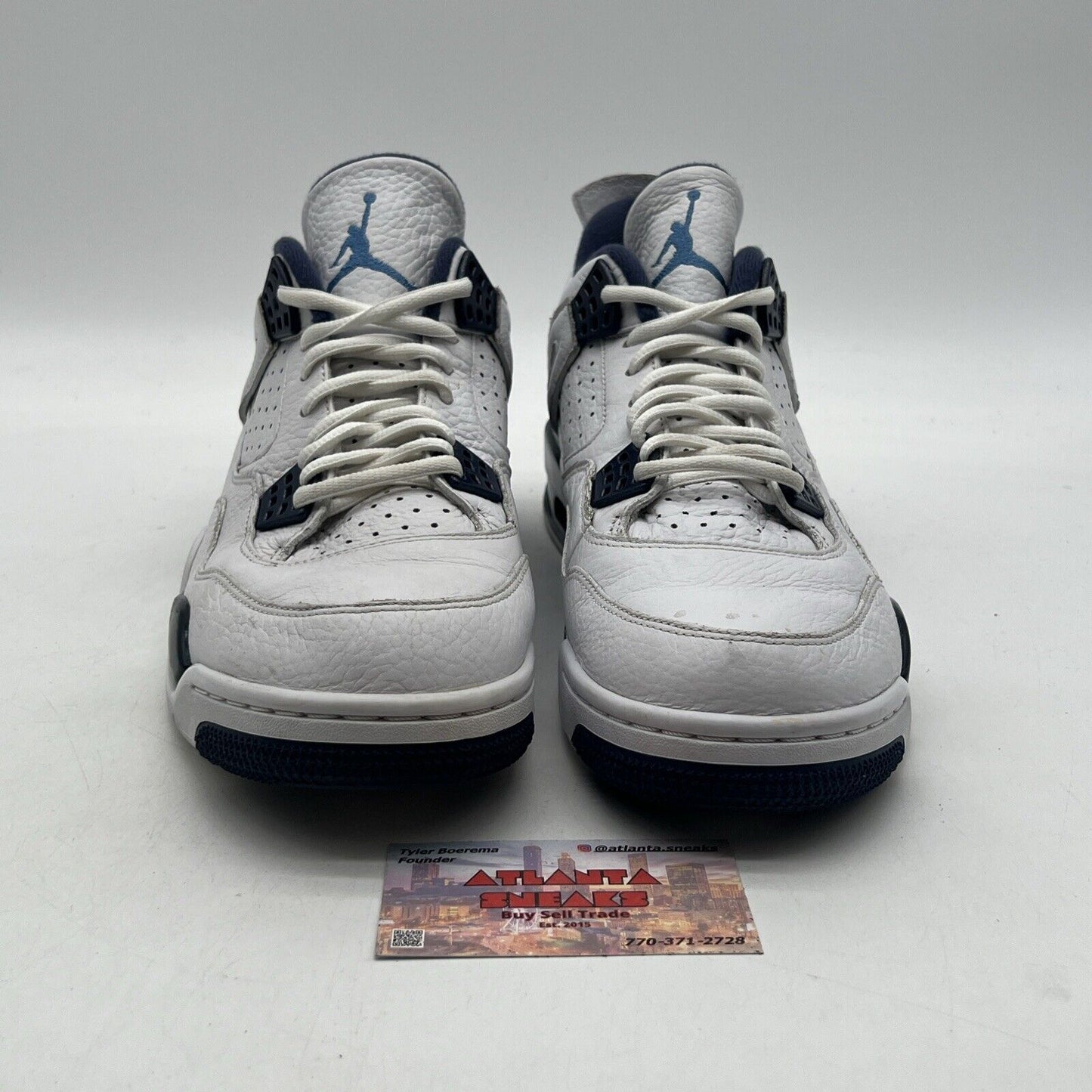 Size 11 - Air Jordan 4 Retro LS Columbia White Navy Leather (314254-107)