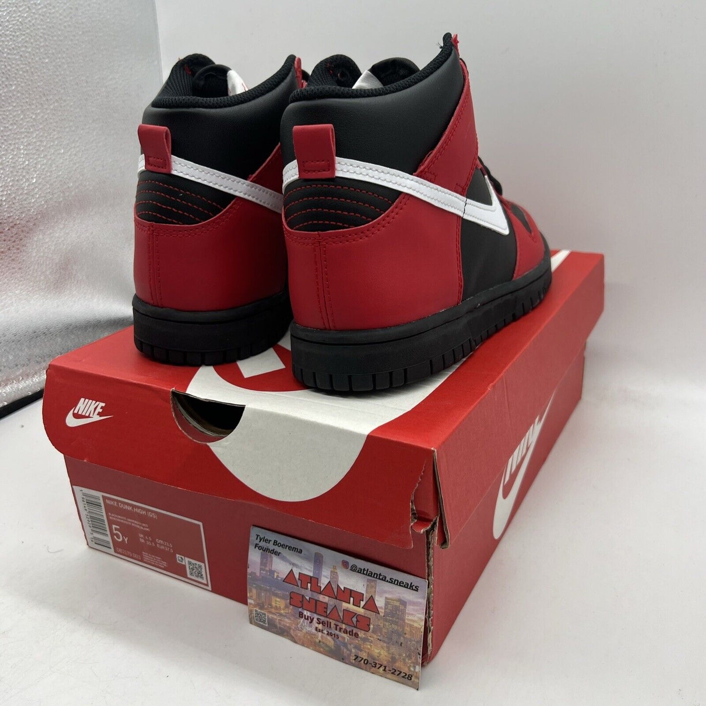 New Nike Dunk High GS Black University Red Size 5Y Brand New Og All