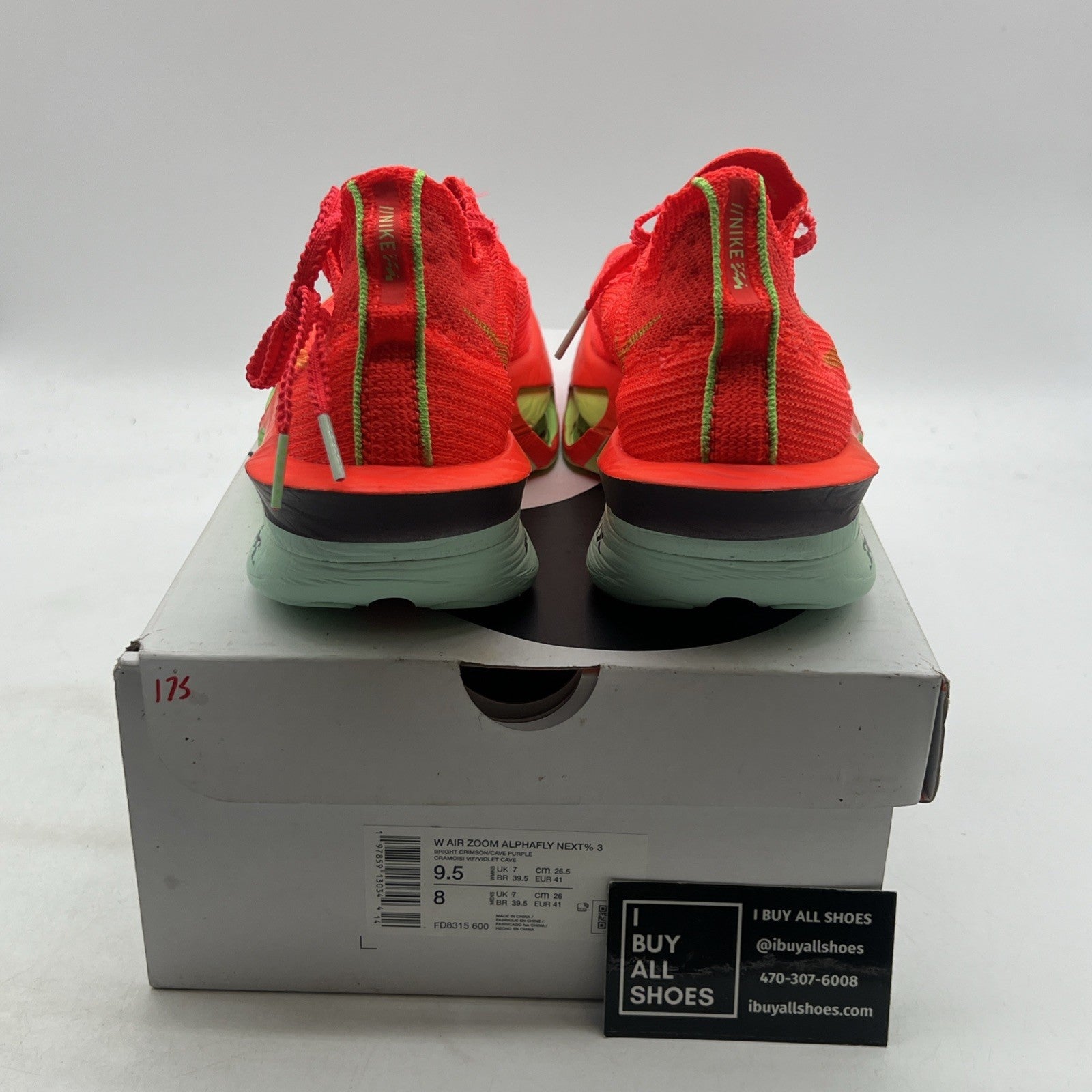 Size 9.5 - Nike Air Zoom Alphafly NEXT% 3 Bright Crimson Lime Blast W FD8315-600