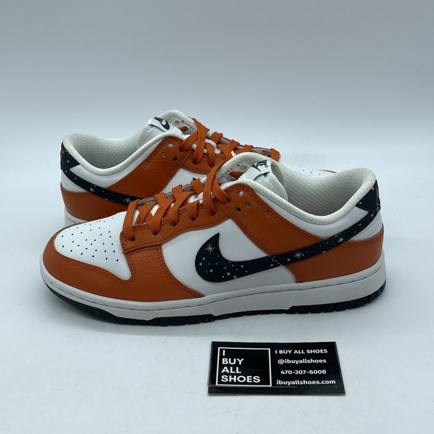 Size 7.5 - Nike Dunk Low Starry Swoosh Orange Black Leather (FV6909-800)