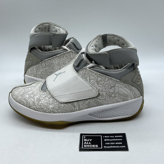 Size 10 - Air Jordan 20 Retro Laser Grey White Suede Leather (743991-100)