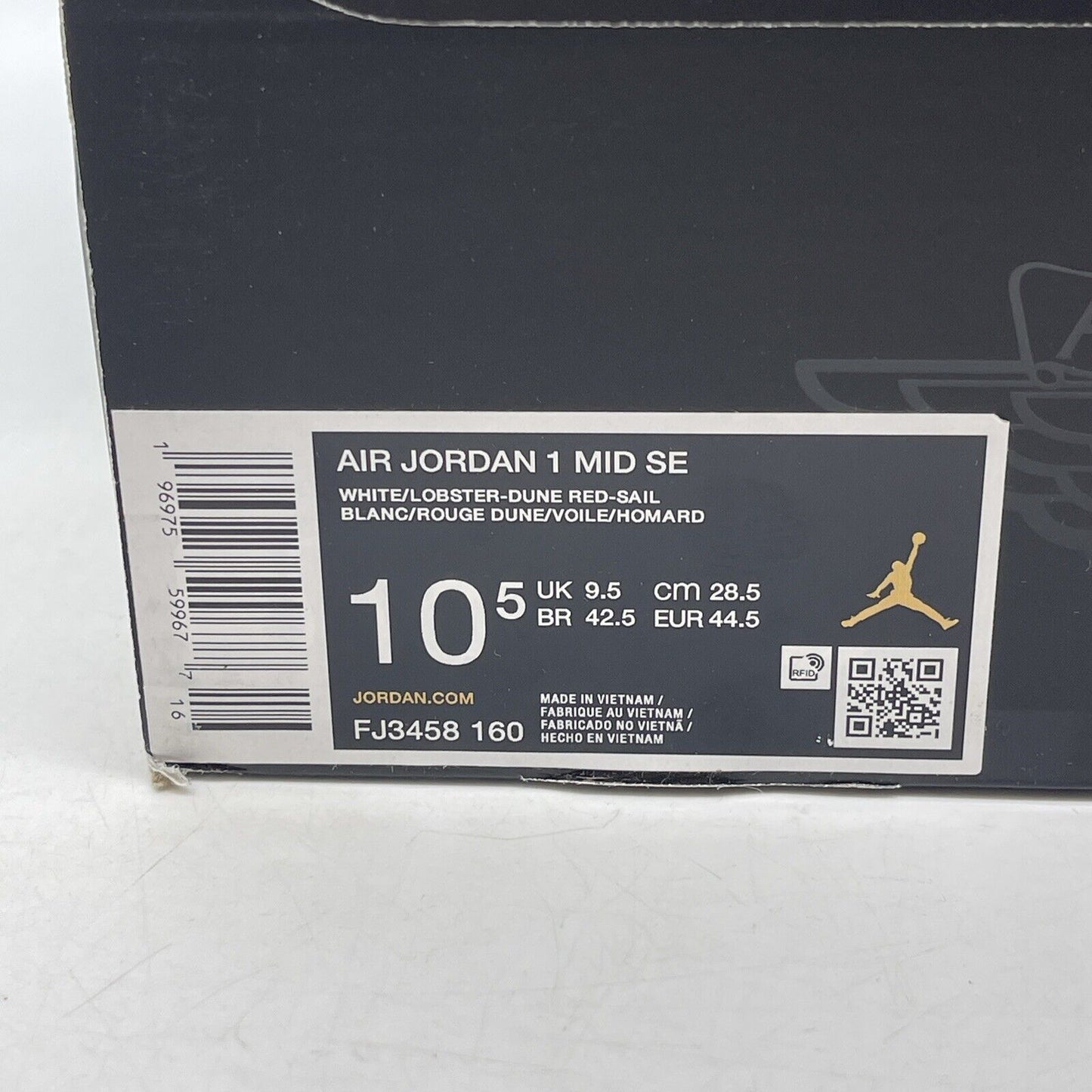 Size 10.5 - Air Jordan 1 Mid SE White Dune Red Leather (FJ3458-160)