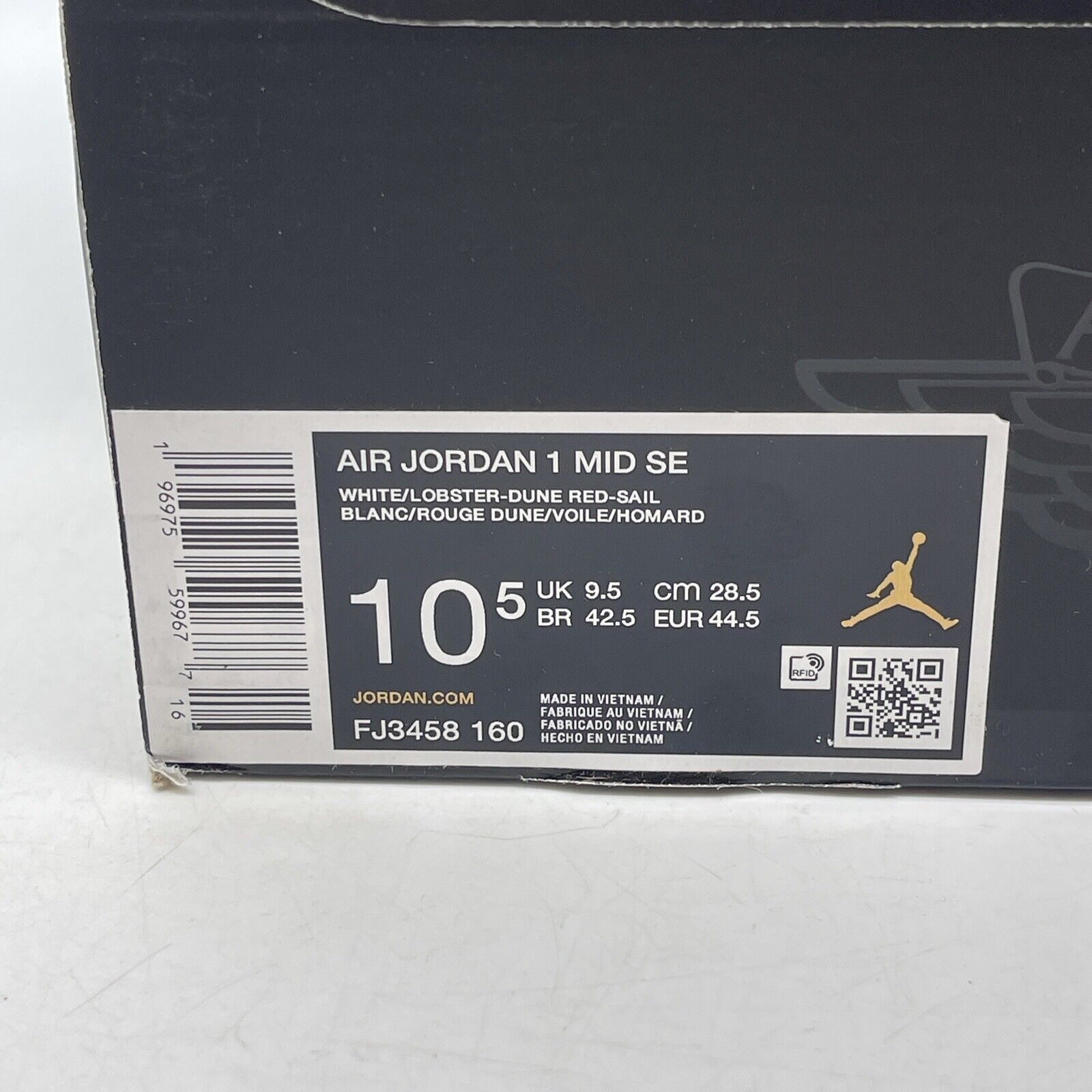 Size 10.5 - Air Jordan 1 Mid SE White Dune Red Leather (FJ3458-160)