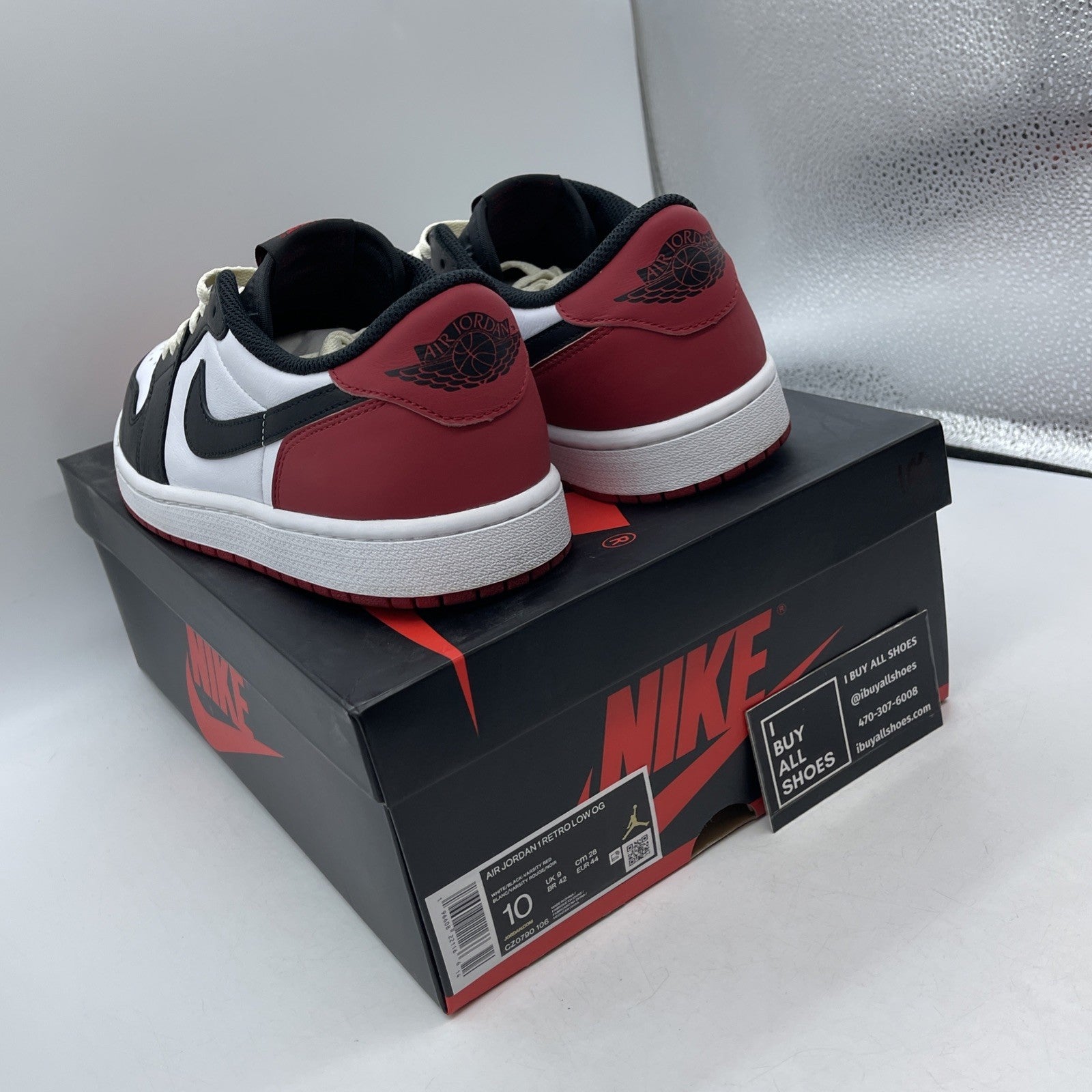 Size 10 - Air Jordan 1 Retro OG Low Black Toe (CZ0790-106)