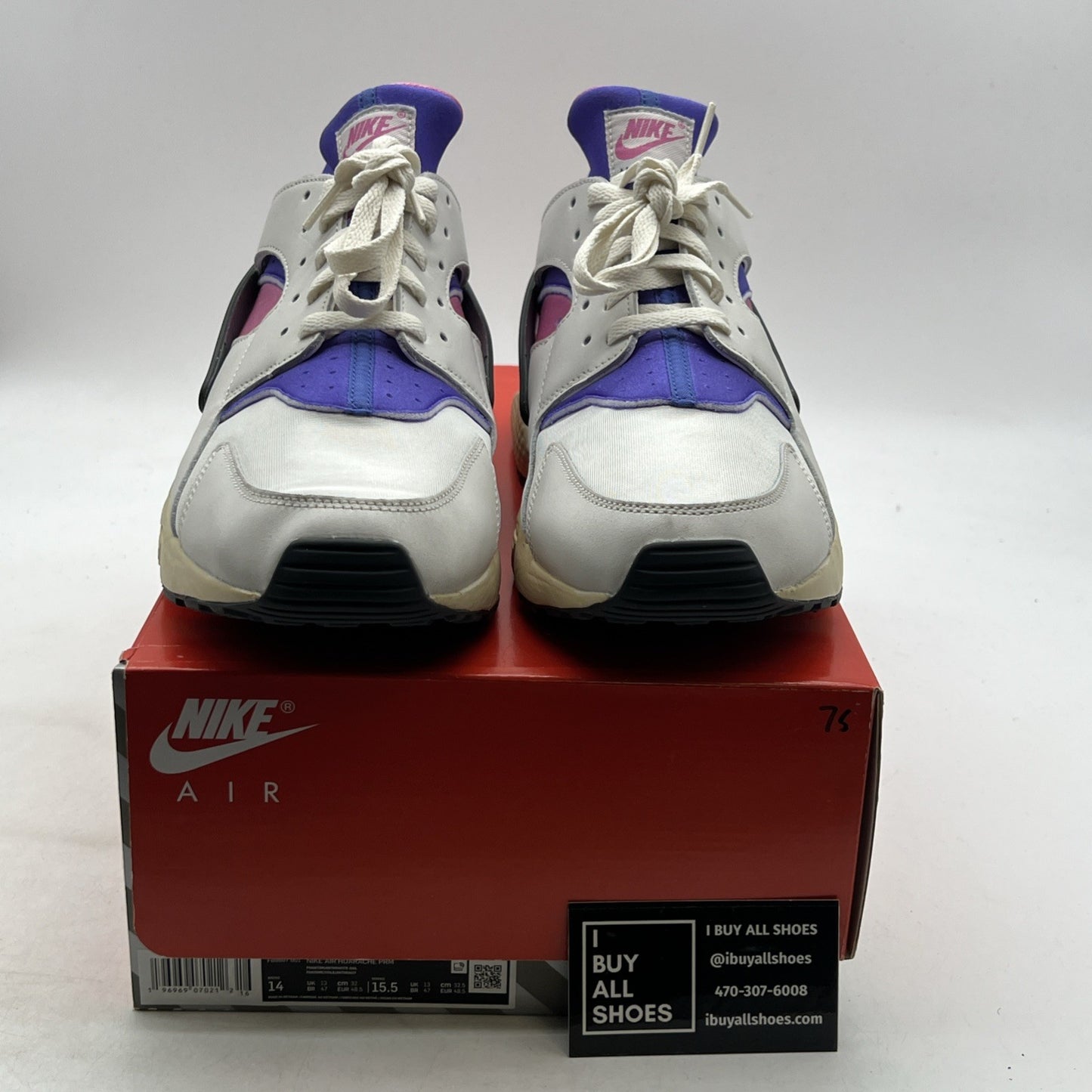 Size 14 -Nike Air Huarache Run PRM Playful Pink Blue Joy Sail White (FB9697-001)