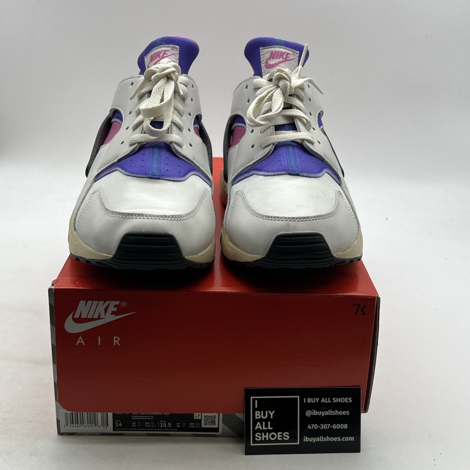 Size 14 -Nike Air Huarache Run PRM Playful Pink Blue Joy Sail White (FB9697-001)