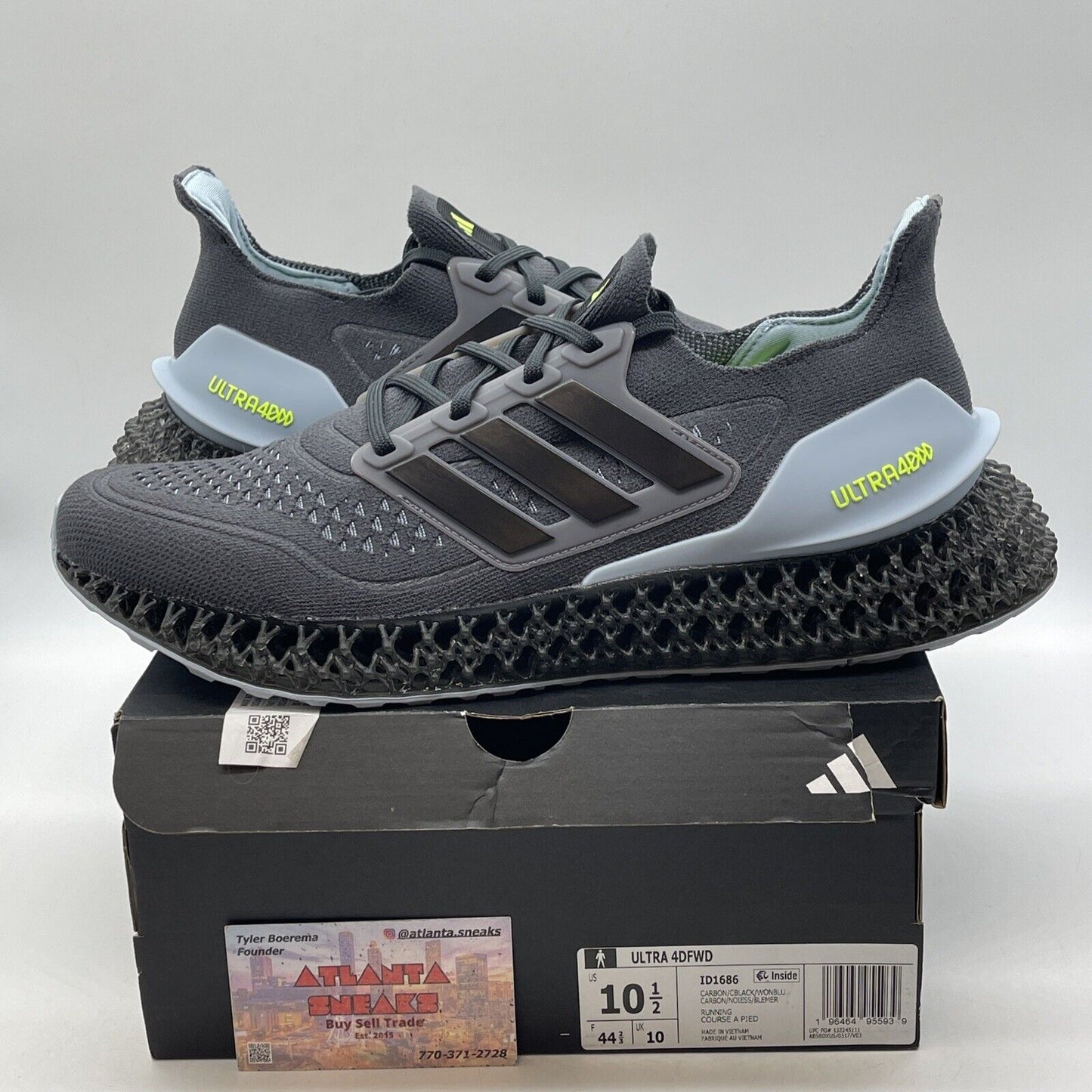 Size 10.5 - Adidas Ultra 4DFWD Carbon Wonder Blue Grey Suede Leather  (ID1686)