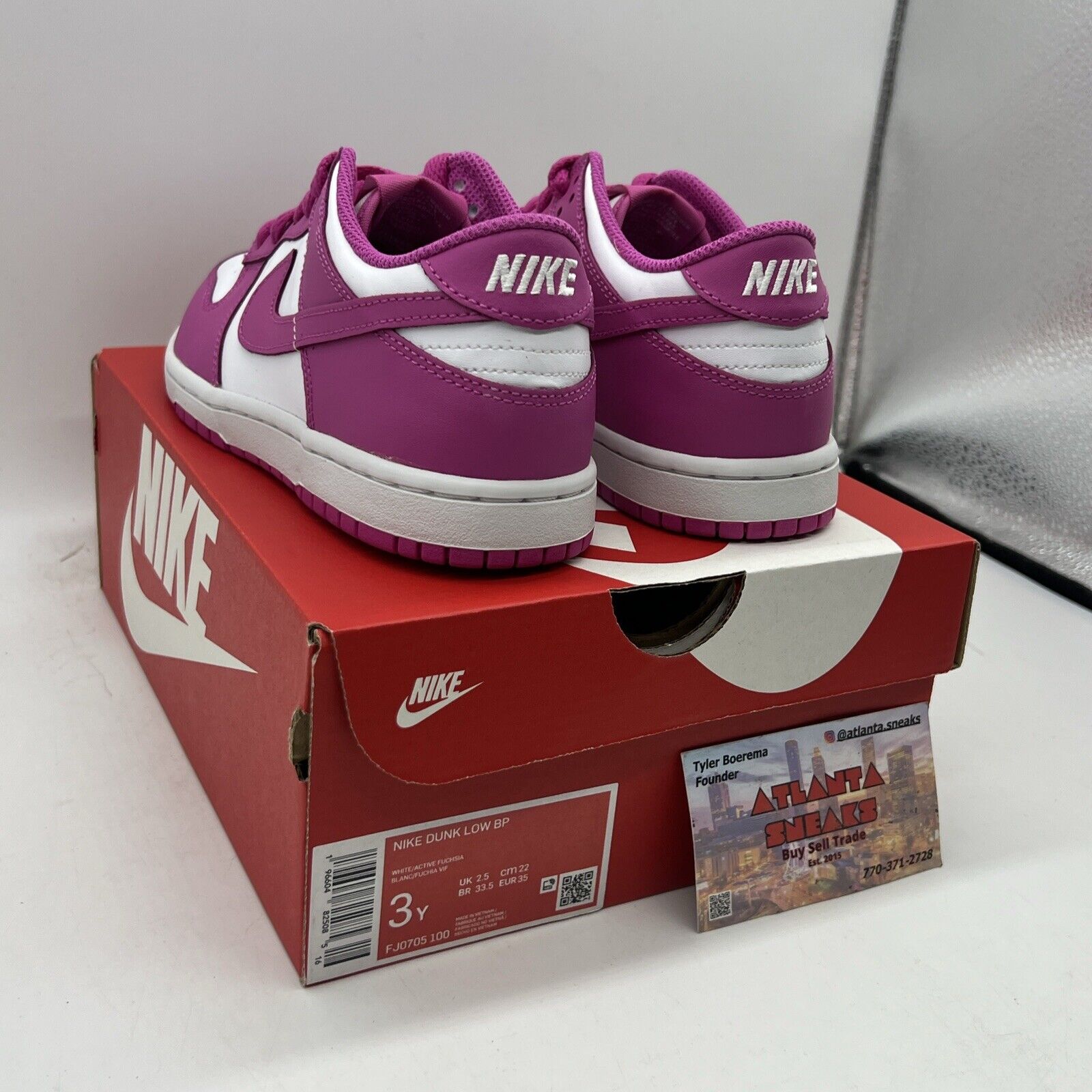 [FJ0705-100] Preschool Nike DUNK LOW 'ACTIVE FUCHSIA (PS)' Size 3Y Brand New