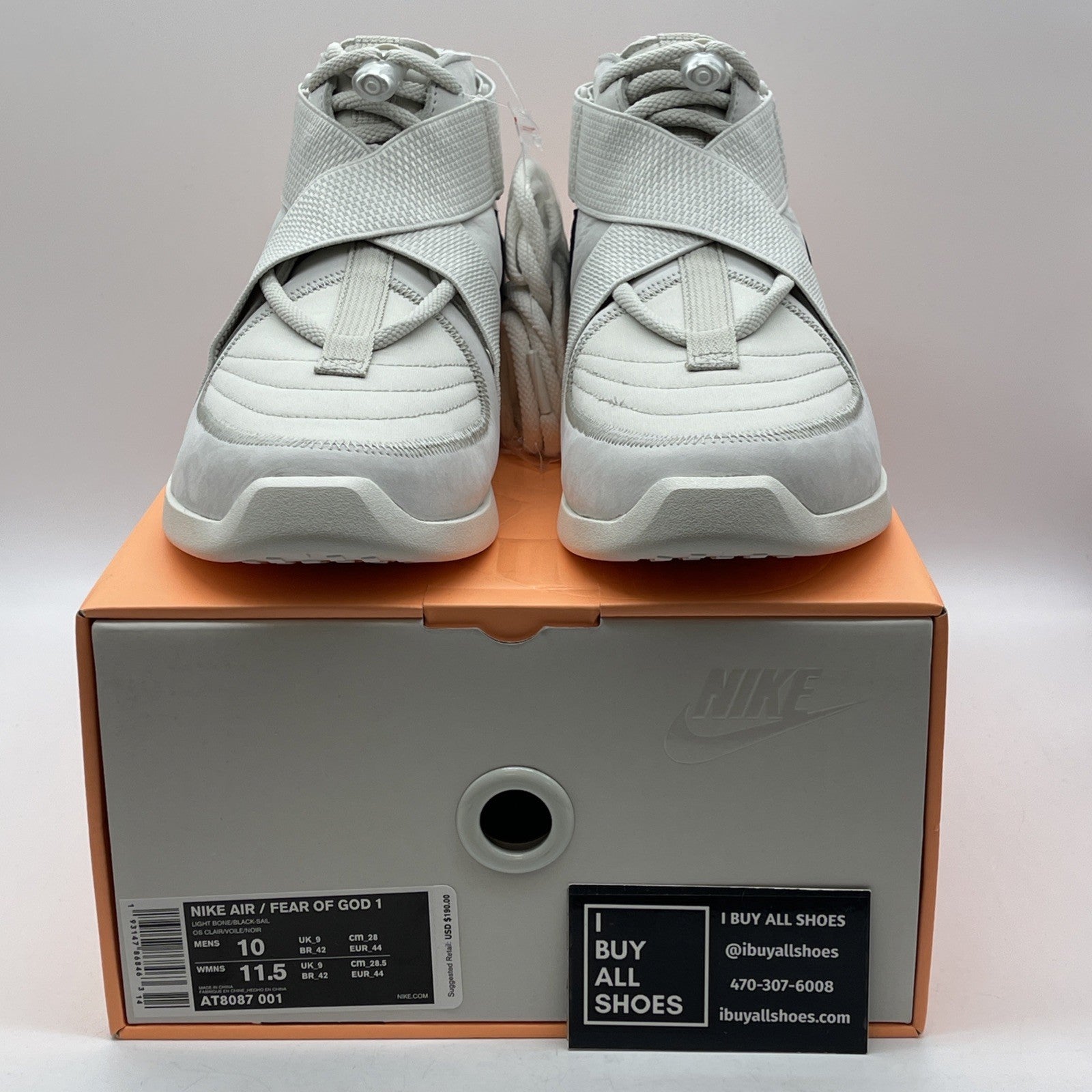 Size 10 - Nike Air Fear Of God Raid Light Bone Tan Black Suede (AT8087-001)