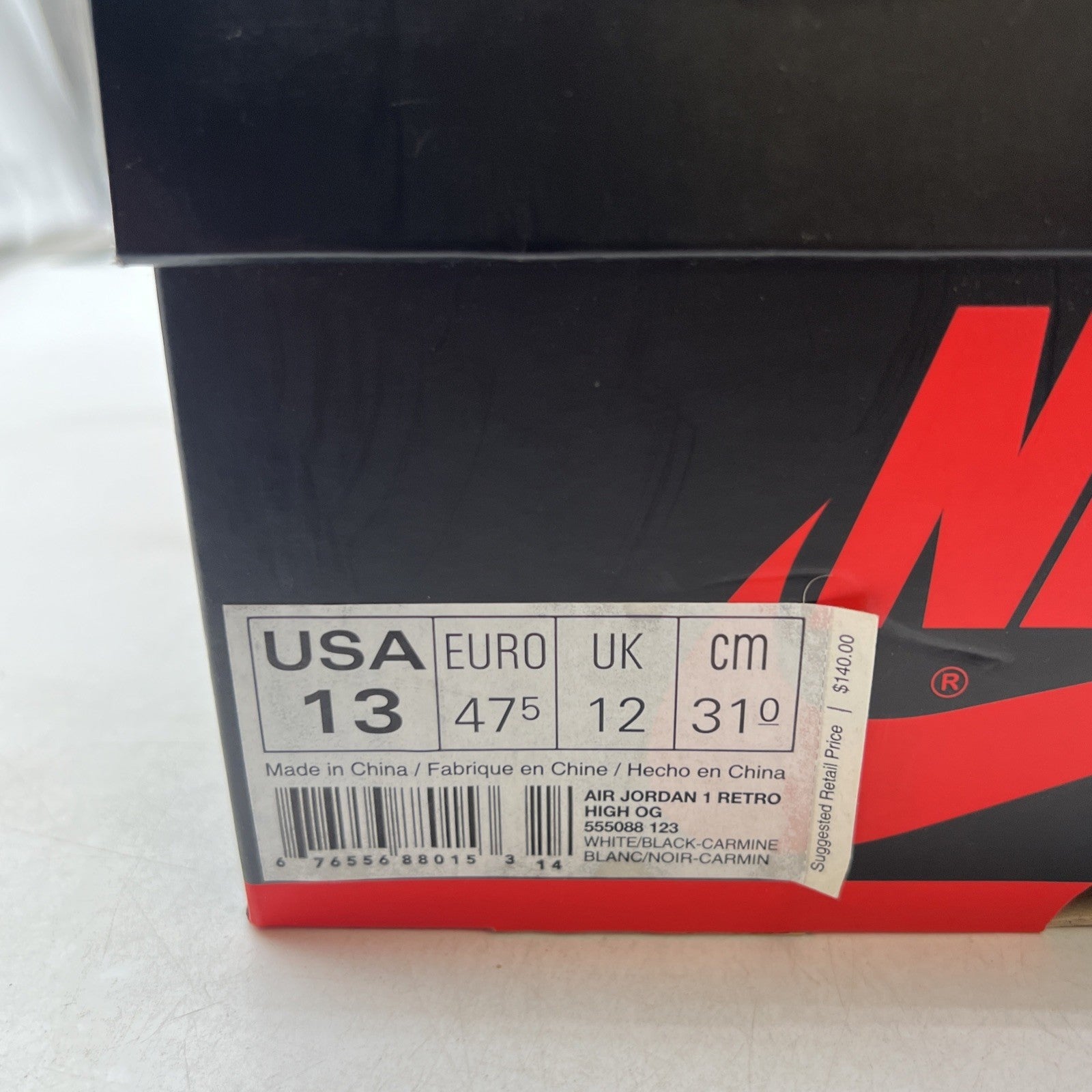 Size 13 - Air Jordan 1 Retro OG High Carmine (555088-123)