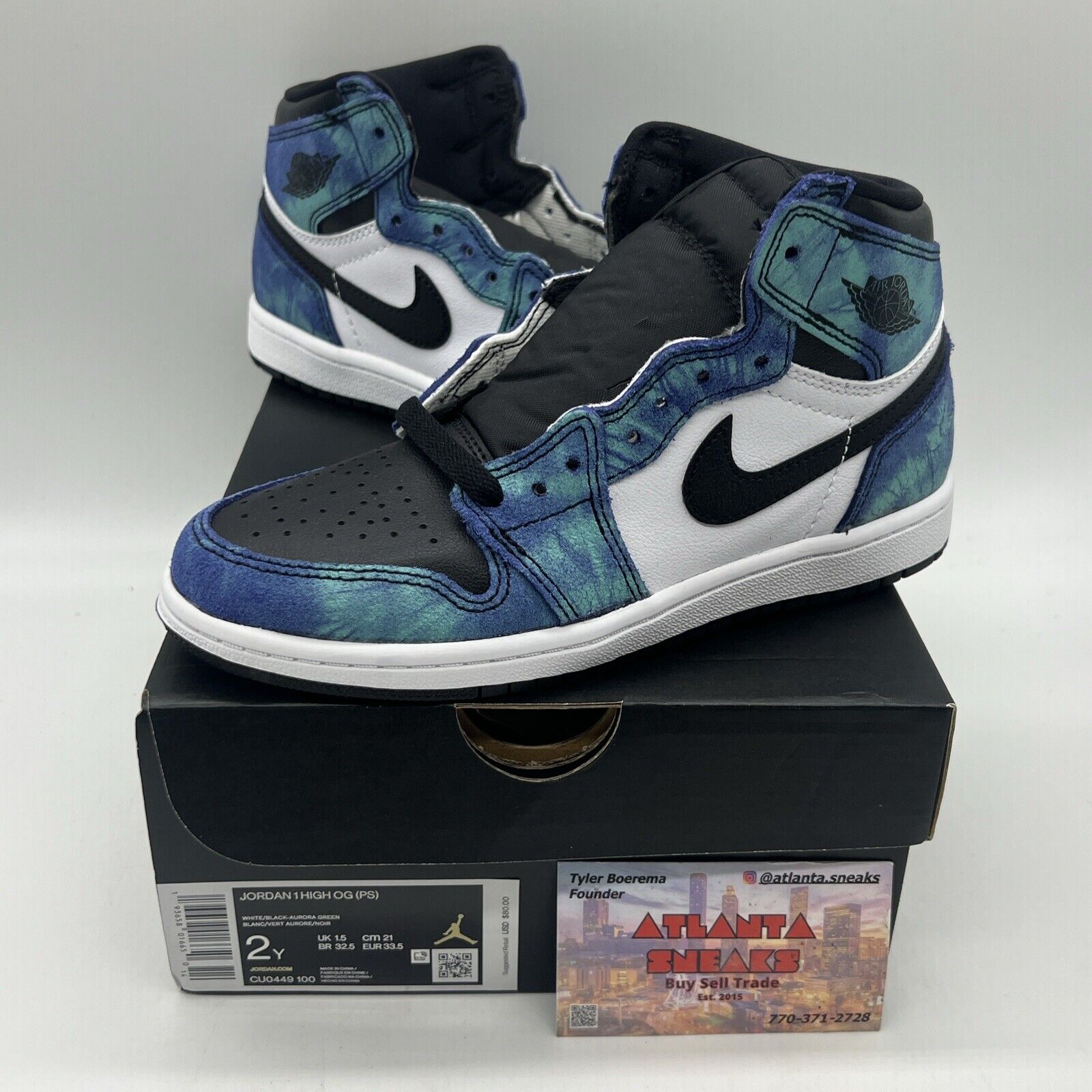 Brand New KIDS Air Jordan 1 High OG Tie Dye TD size 2Y (CU0450-100) Brand New DS