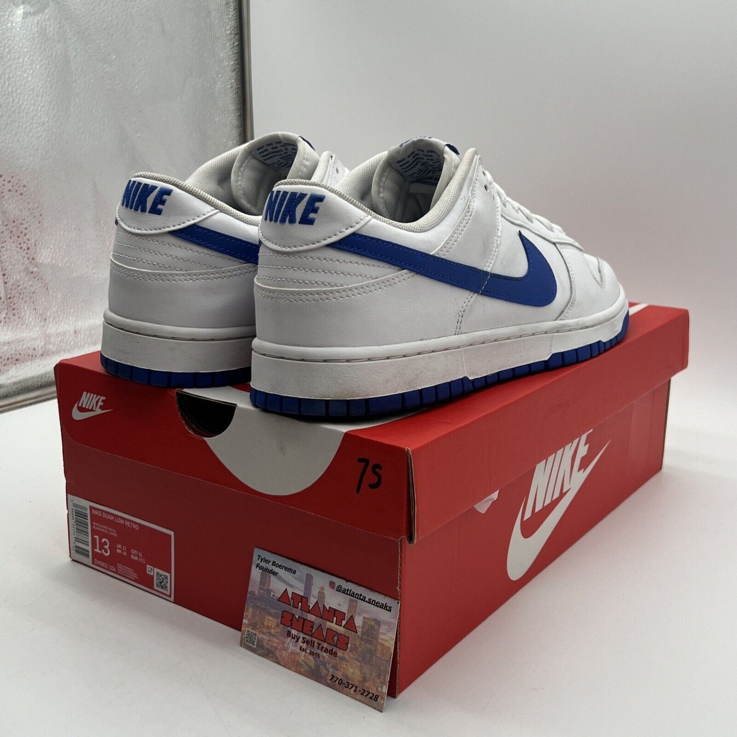 Size 13 - Nike Dunk Low White Hyper Royal White Leather (DV0831-104)