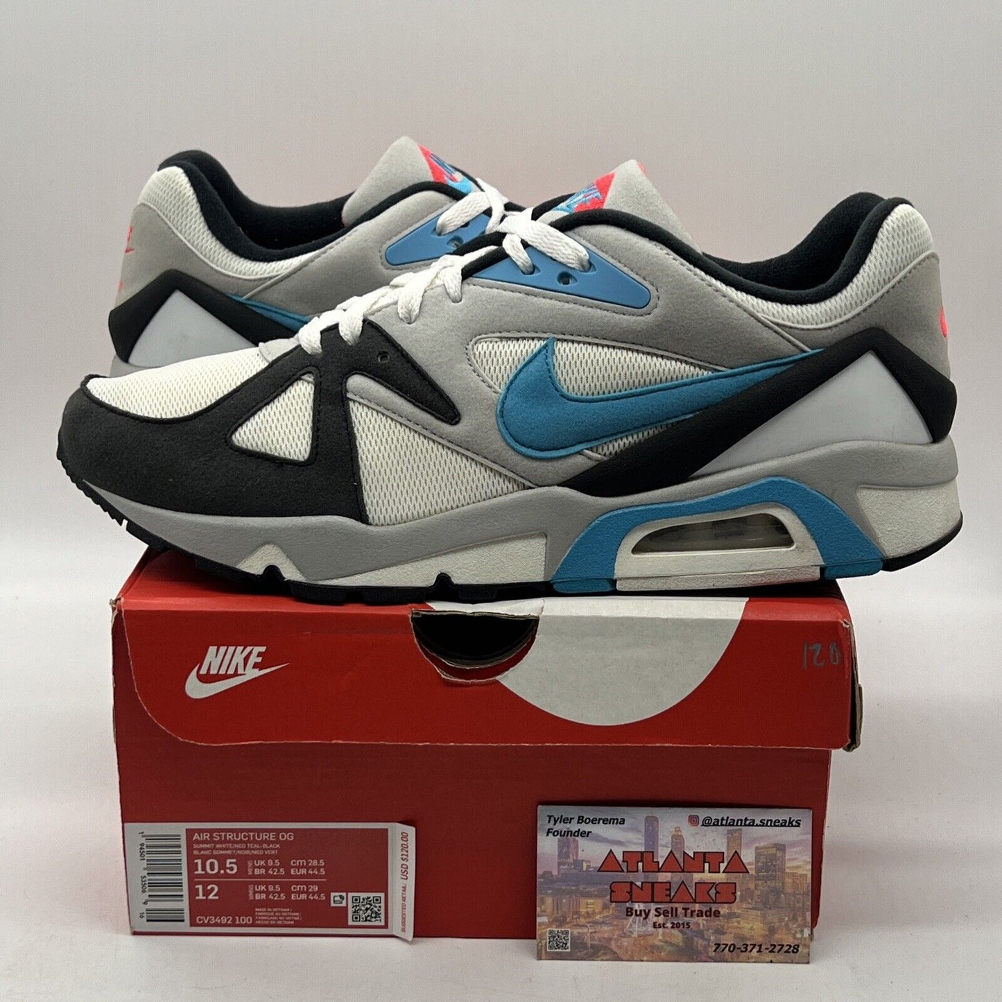 Size 10.5 - Nike Air Structure Triax 91 OG 2021 Neo Teal Grey White Black