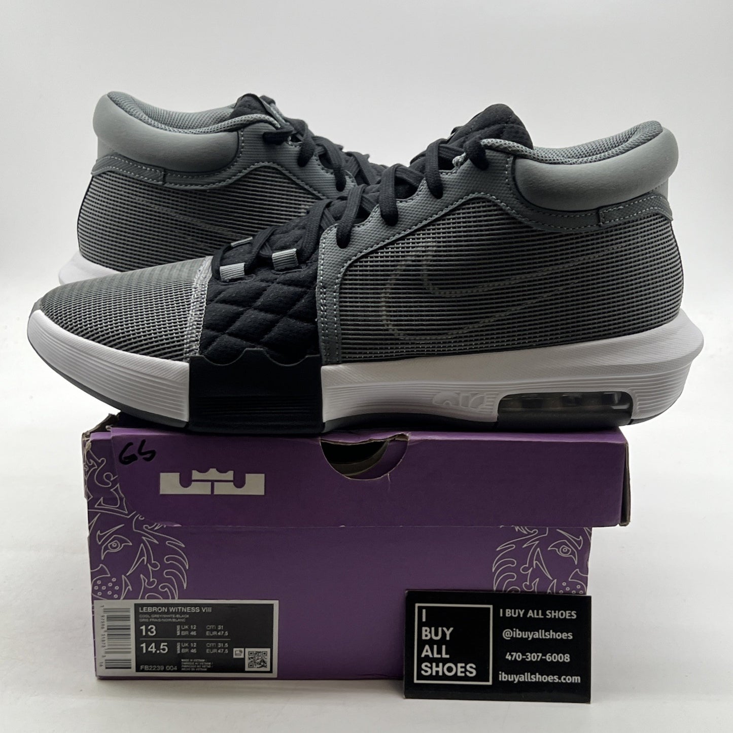 Size 13 - Nike LeBron Witness 8 Cool Grey Black (FB2239-004)