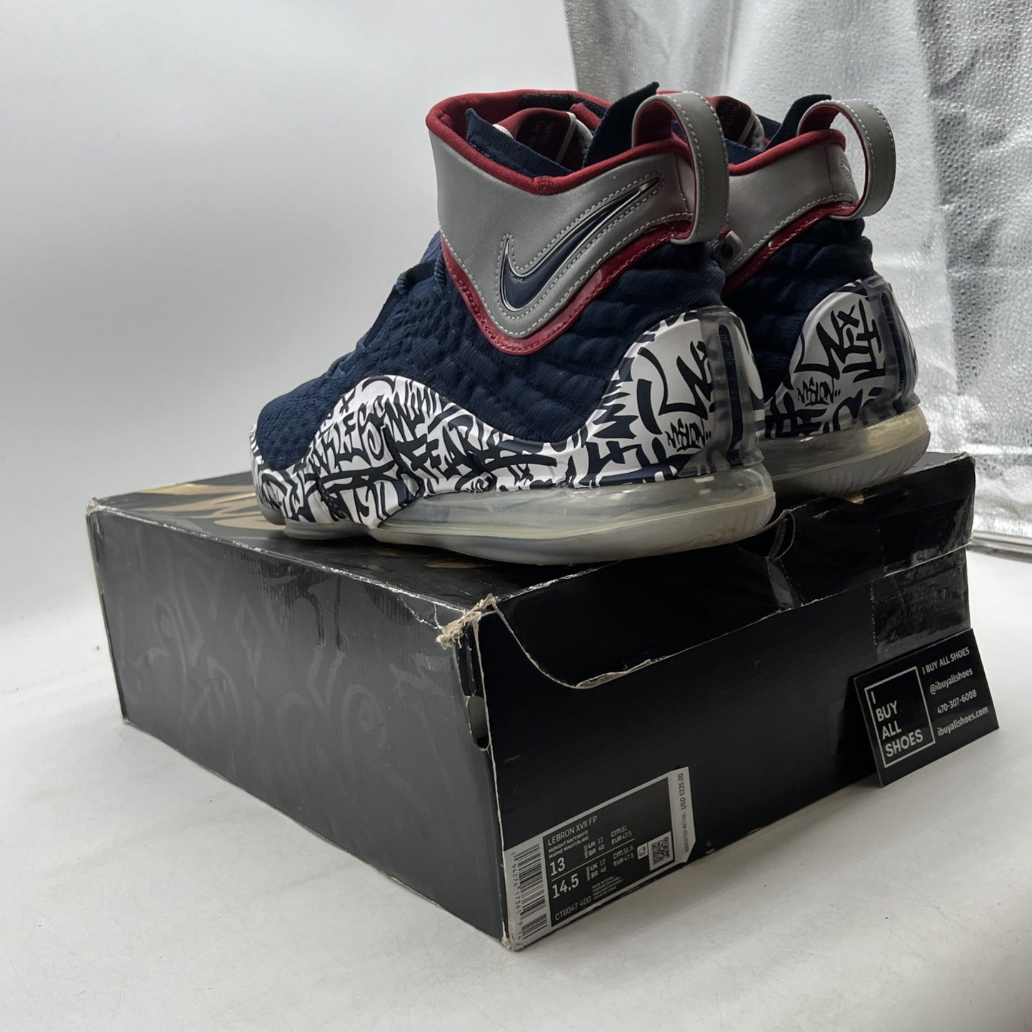 Size 13 - Nike LeBron 17 LeBron 4 Cold Blue Graffiti (CT6047-400)