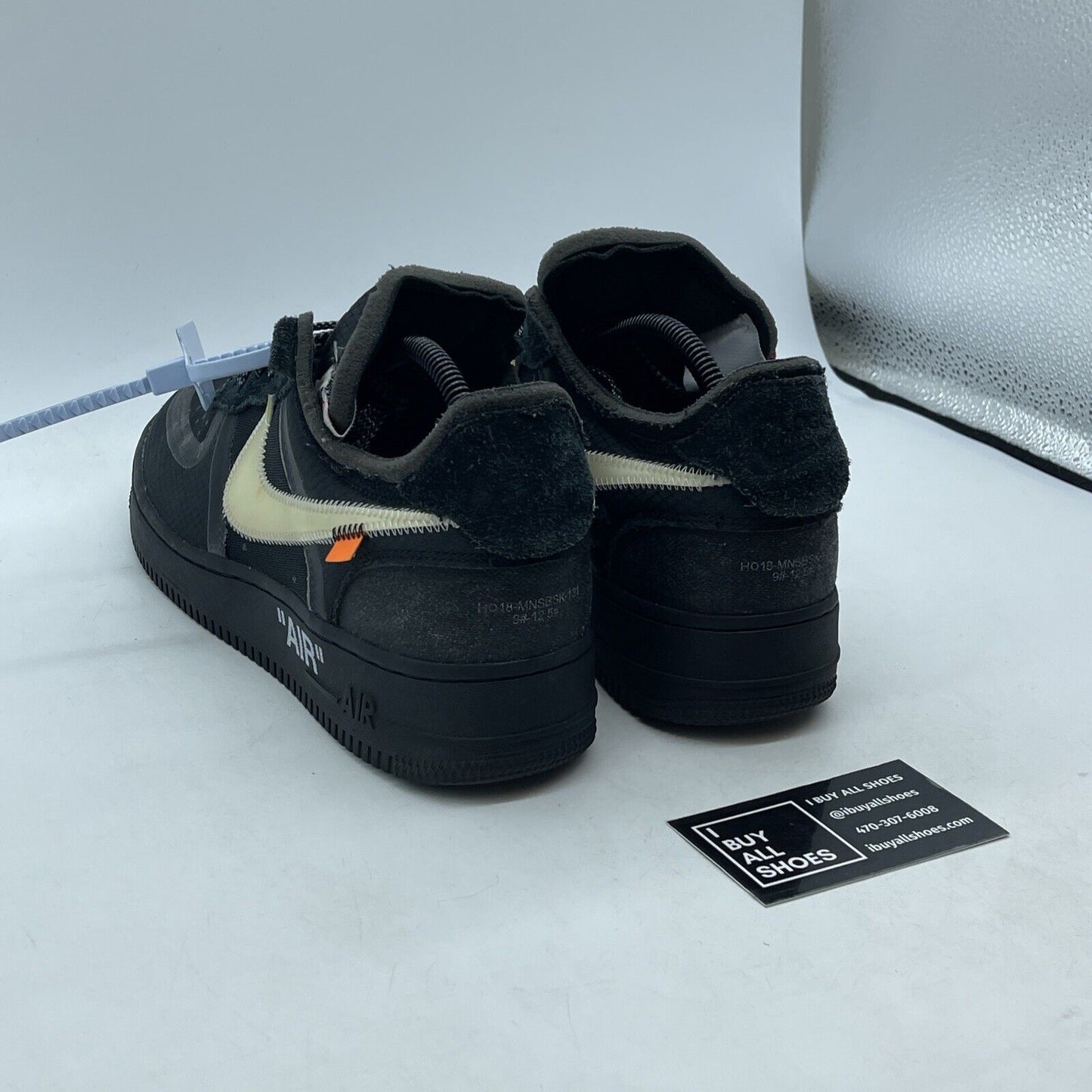 Size 9 - Nike Air Force 1 Low x OFF-WHITE Black 2018 Suede Leather (AO4606-001)