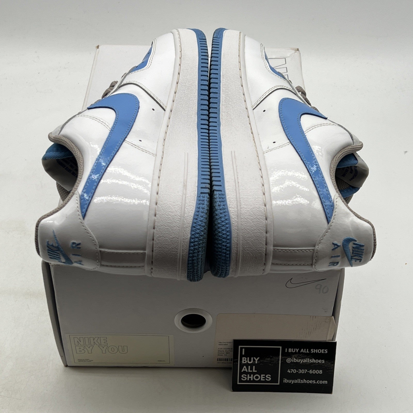Size 10 -NIKE AIR FORCE 1 LOW UNLOCKED ID NIKE BY YOU "PATENT" BLUE (DJ7015-991)