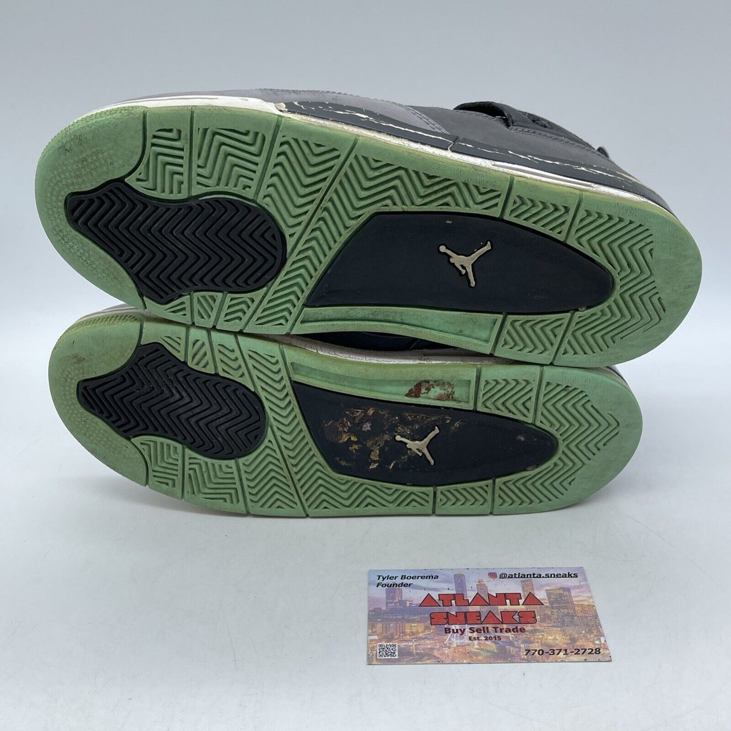 Size 6Y (GS) - Jordan 4 Retro Low Green Glow Grey Black Suede (408452-033)