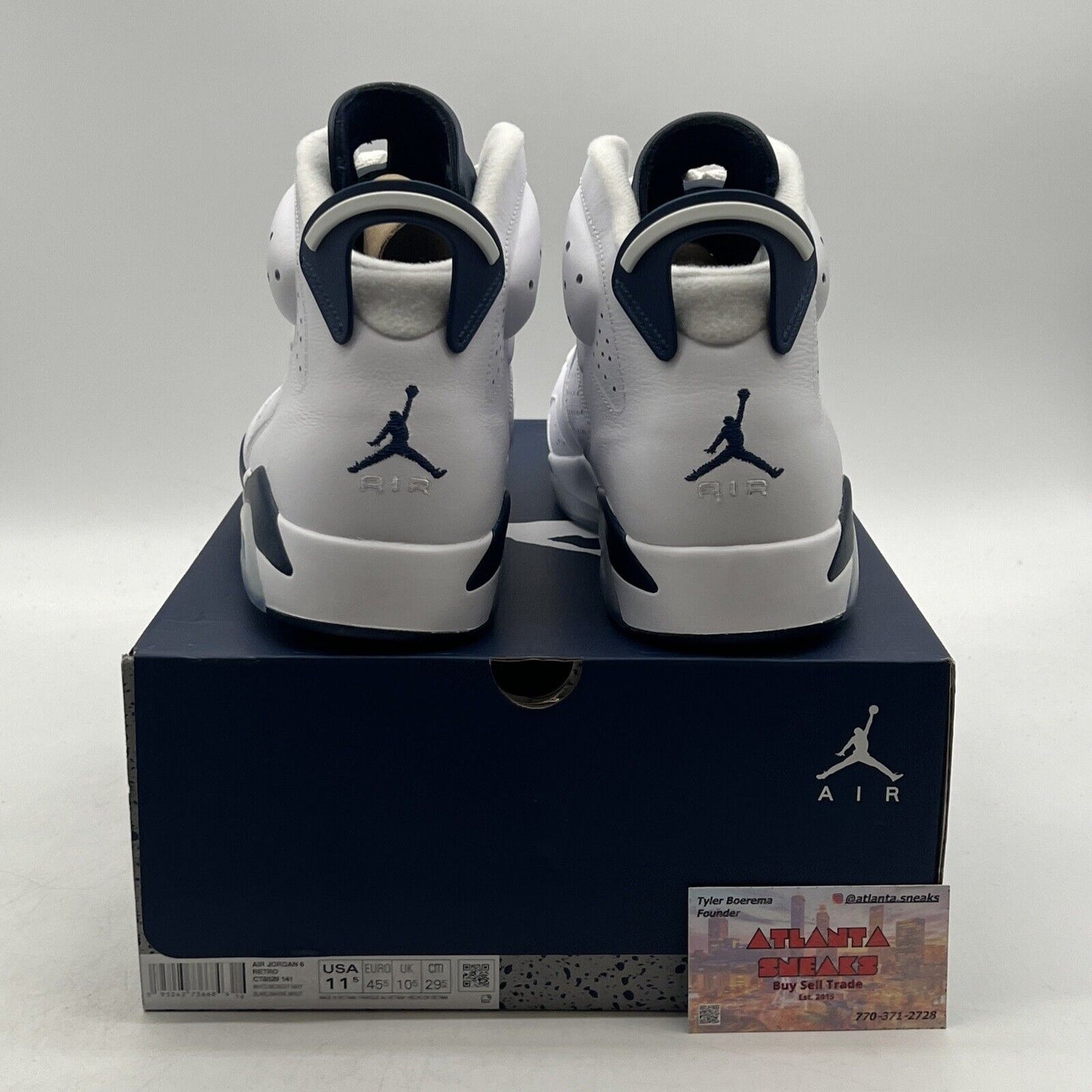 Size 11.5 - Jordan 6 Retro Midnight Navy White Leather (CT8529-141)