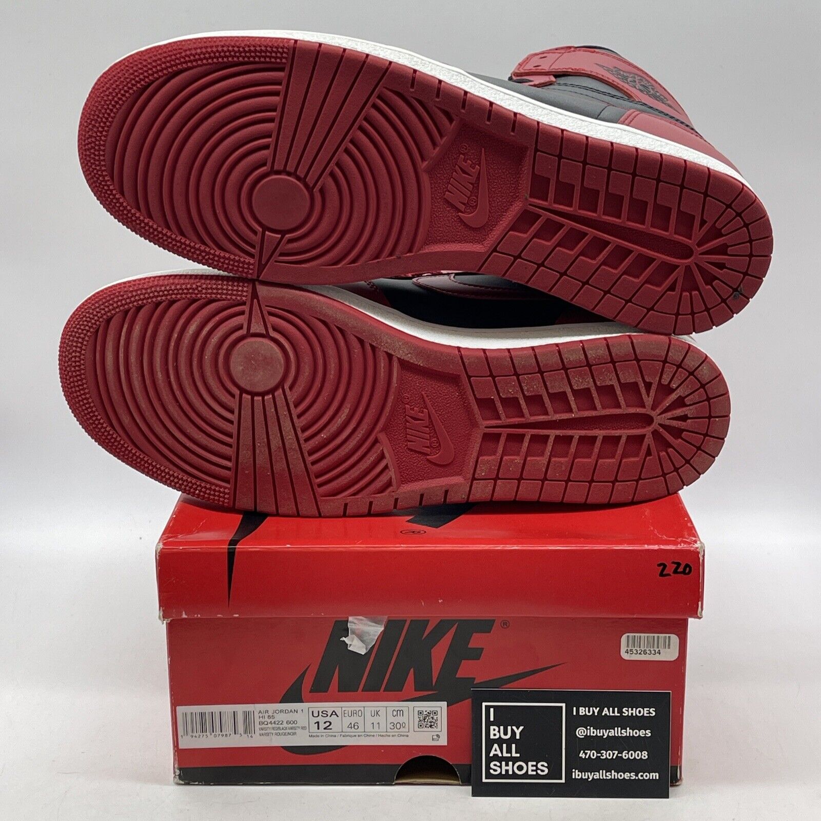 Size 12 - Jordan 1 Retro High 85 Varsity Red Black White Leather (BQ4422-600)