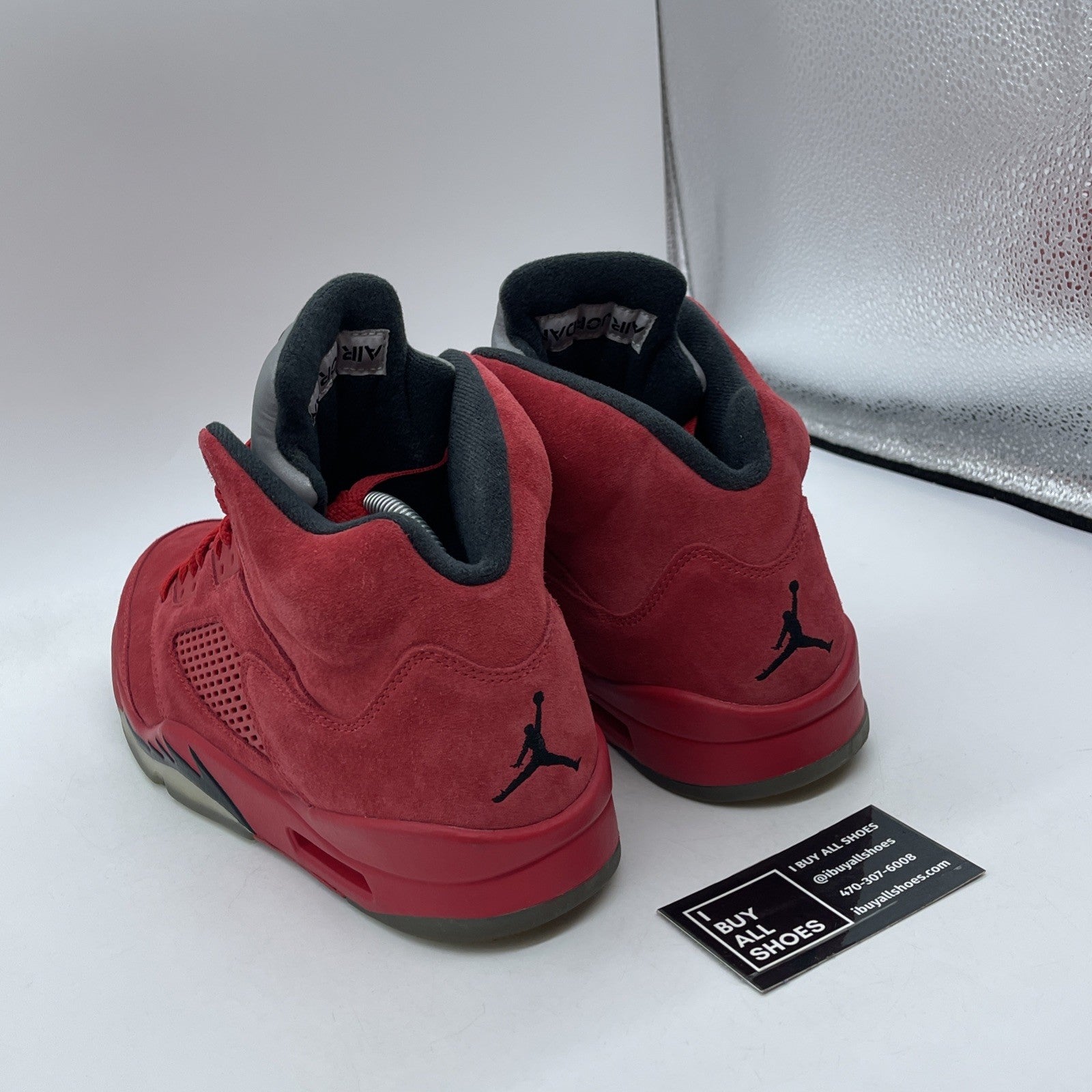 Size 9.5 - Air Jordan 5 Retro Red Suede Black (136027-602)