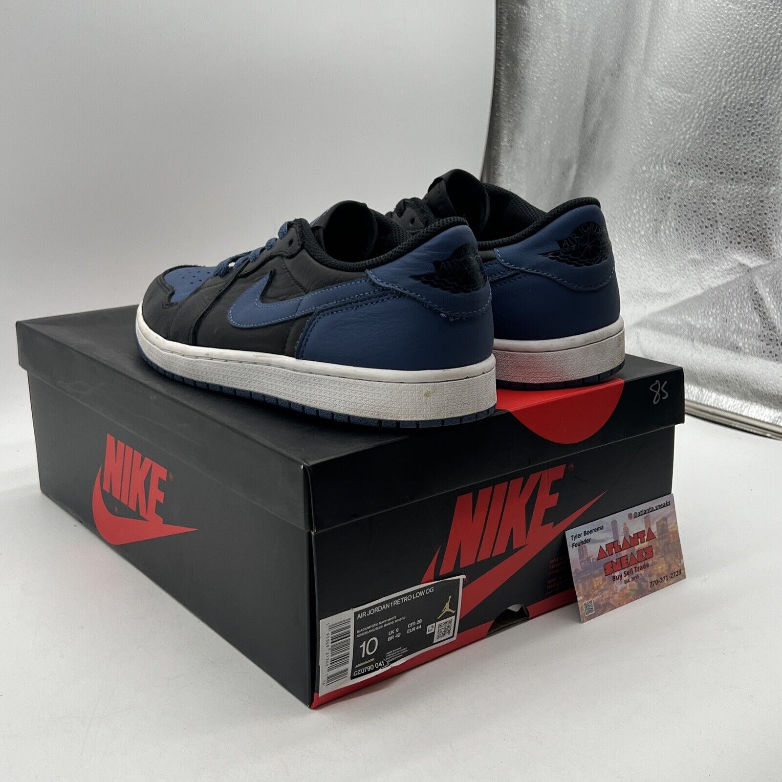 Size 10 - Jordan 1 Low OG Mystic Navy Black White Leather (CZ0790-041)