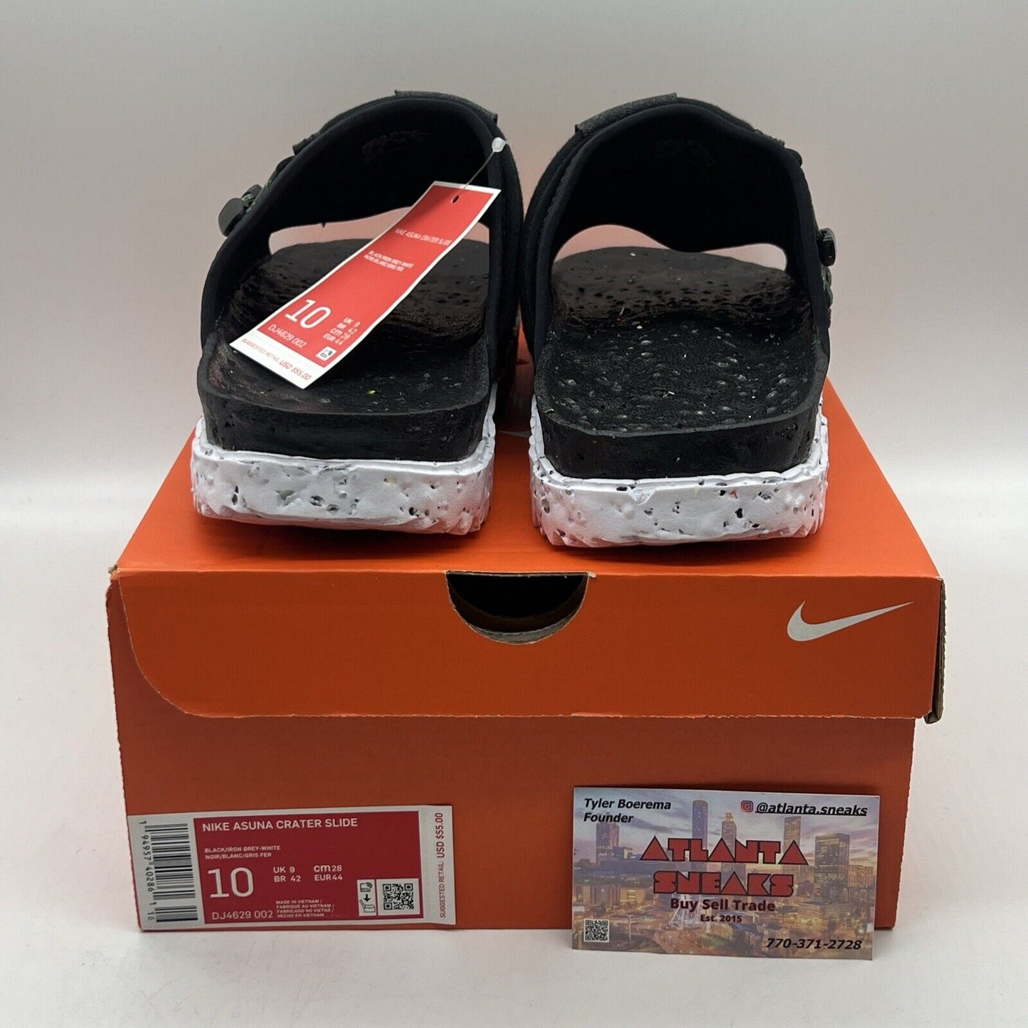 Nike Asuna Crater Slide SE Size 10 Black Grey White Unisex Sandal Slip DJ4629002