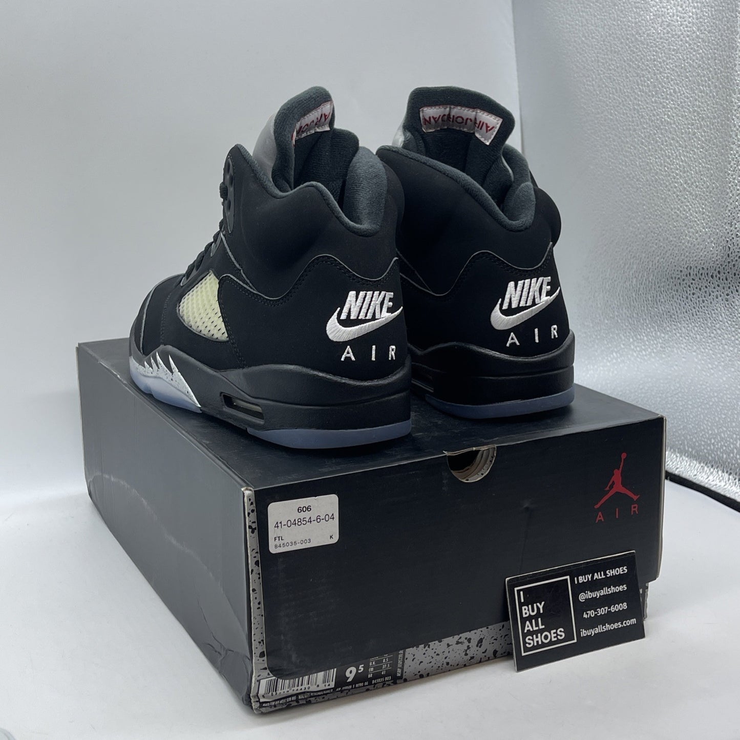 Size 9.5 - Jordan 5 OG Mid Metallic Silver Black Suede (845035-003)