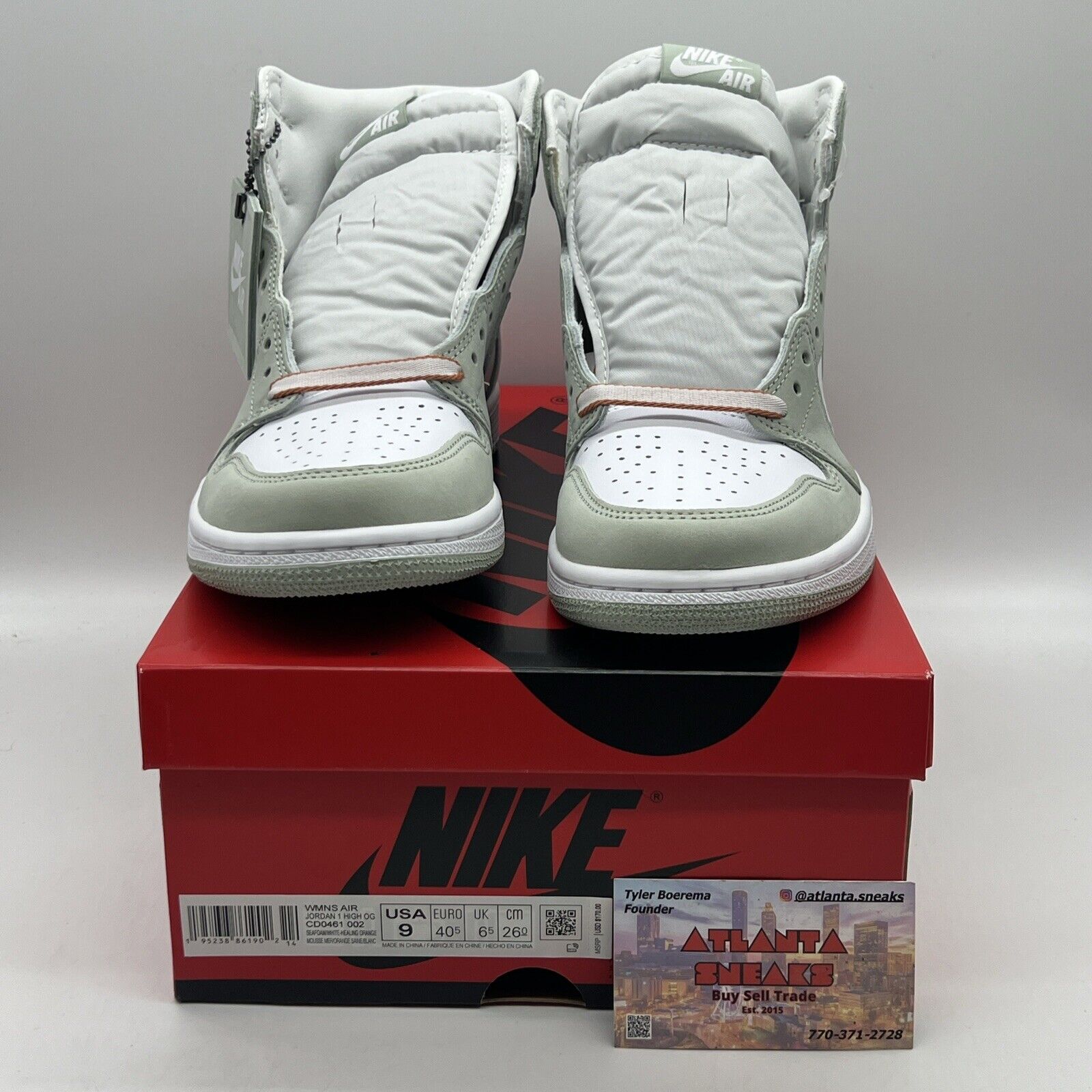 Wmns Air Jordan 1 Retro High OG “Seafoam” W Size 9 Brand New Og All White