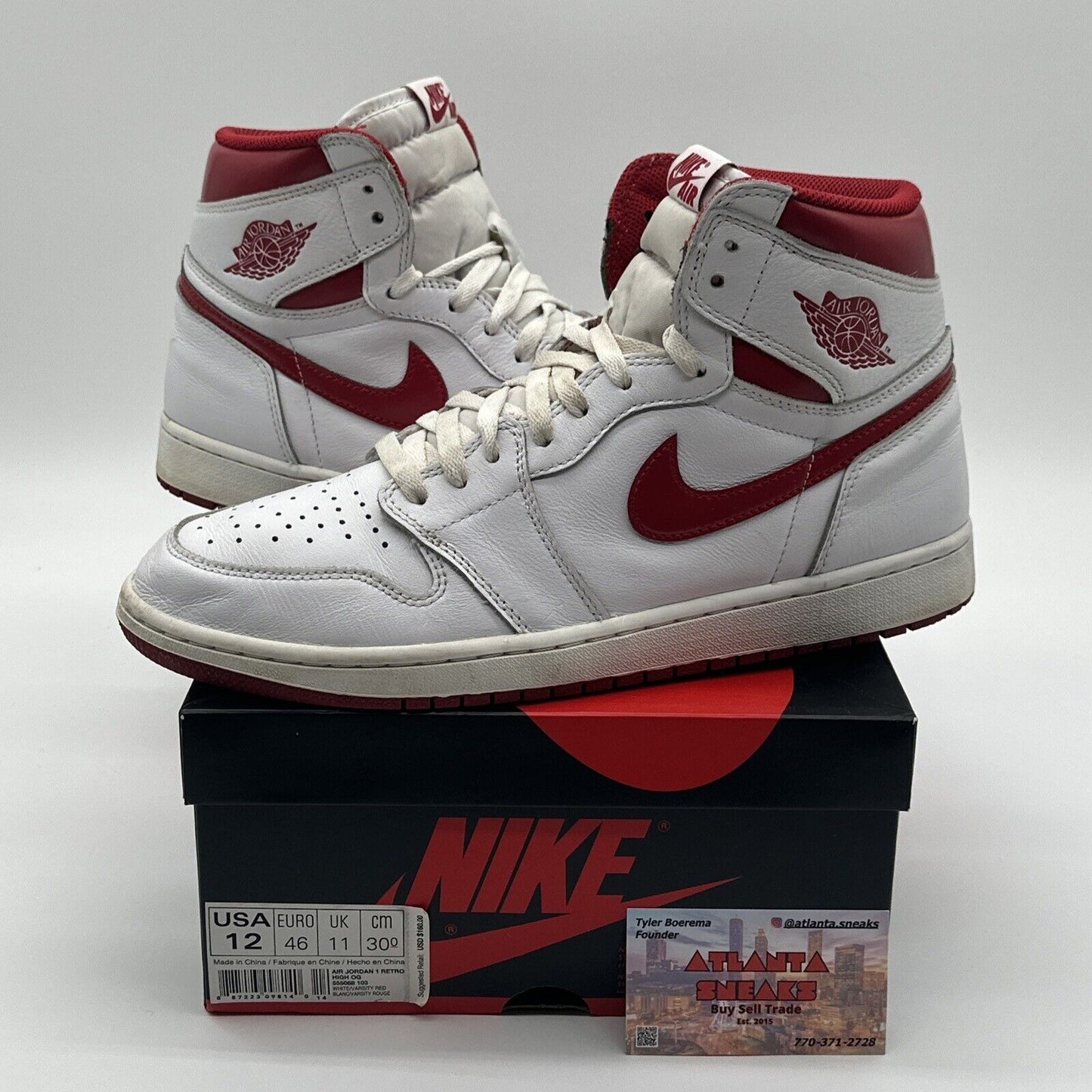 Size 12 - Jordan 1 Retro High OG Metallic Red 2017 Red Sole White Leather Premiu