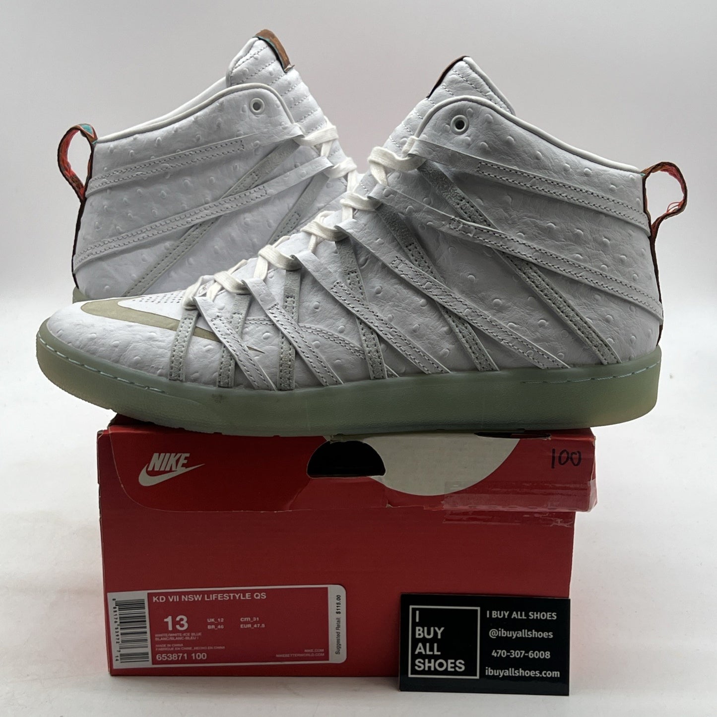 Size 13 - Nike KD 7 NSW White Ice Blue (658971-100)