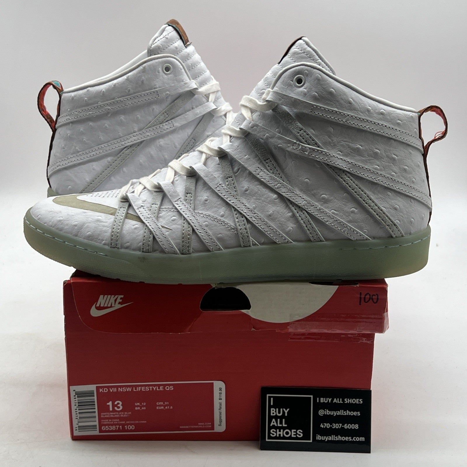 Size 13 - Nike KD 7 NSW White Ice Blue (658971-100)