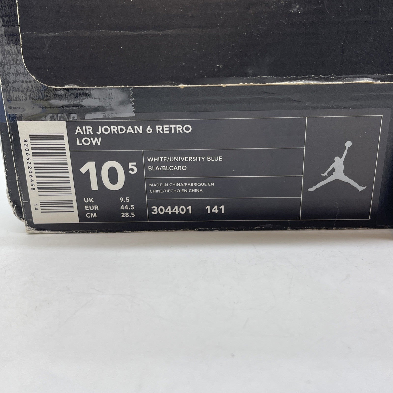 Size 10.5 - Air Jordan 6 Retro Low University Blue White Leather (304401-141)