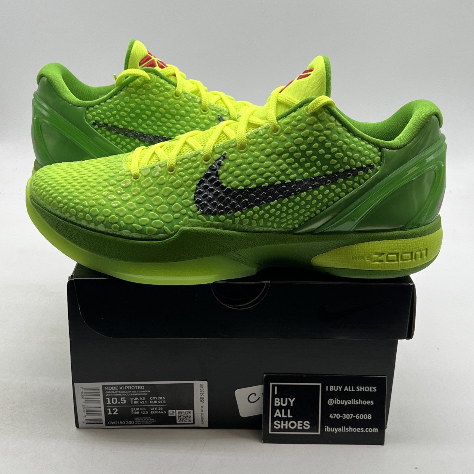 Size 10.5 - Nike Zoom Kobe 6 Protro Low Grinch (CW2190-300)