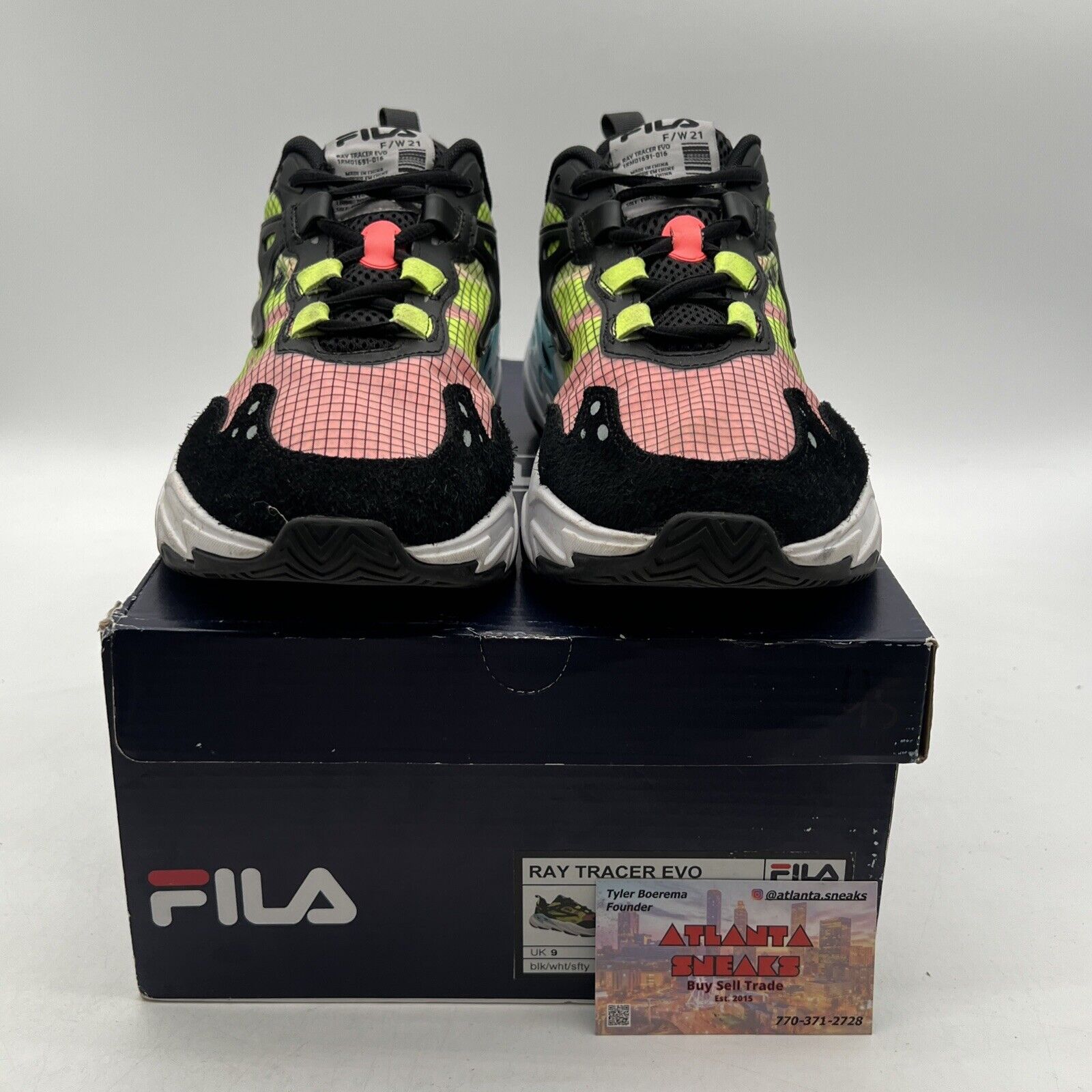 Size 10 - Fila Ray Tracer Evo Black Lime Pink Women’s  (1RM01681-016)