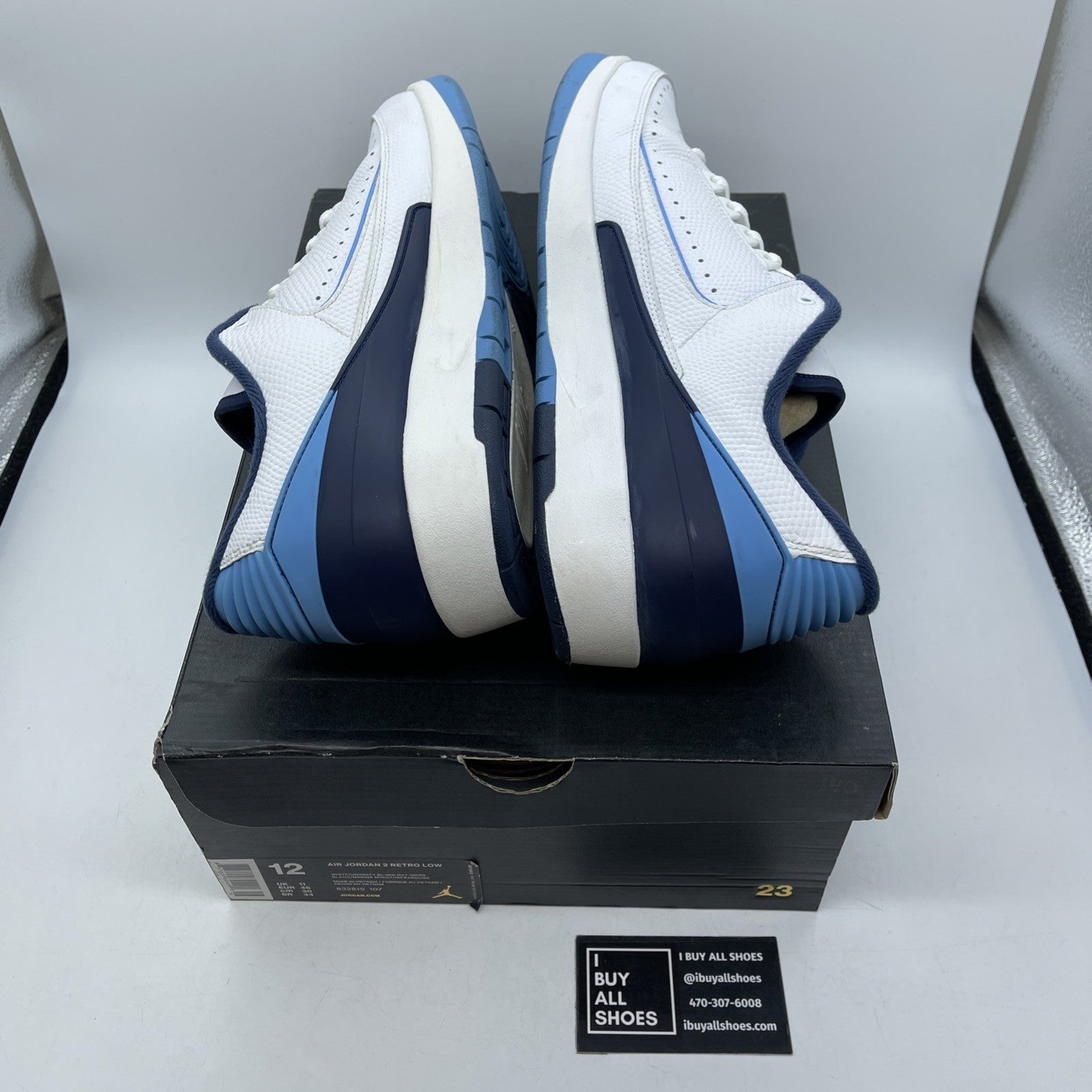Size 12 - Air Jordan 2 Retro Low Midnight Navy White Leather (832819-107)
