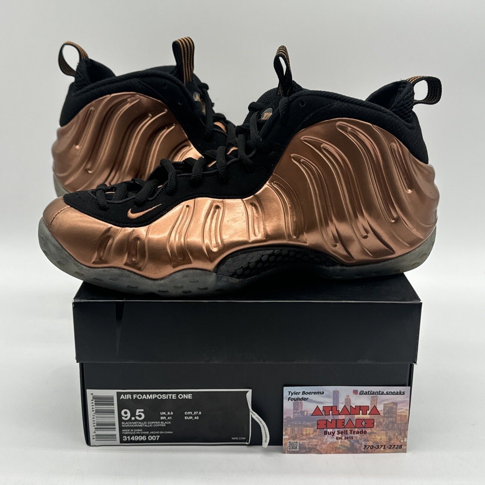 Size 9.5 - Nike Air Foamposite One Copper 2017 Carbon Icy Soles OG Box