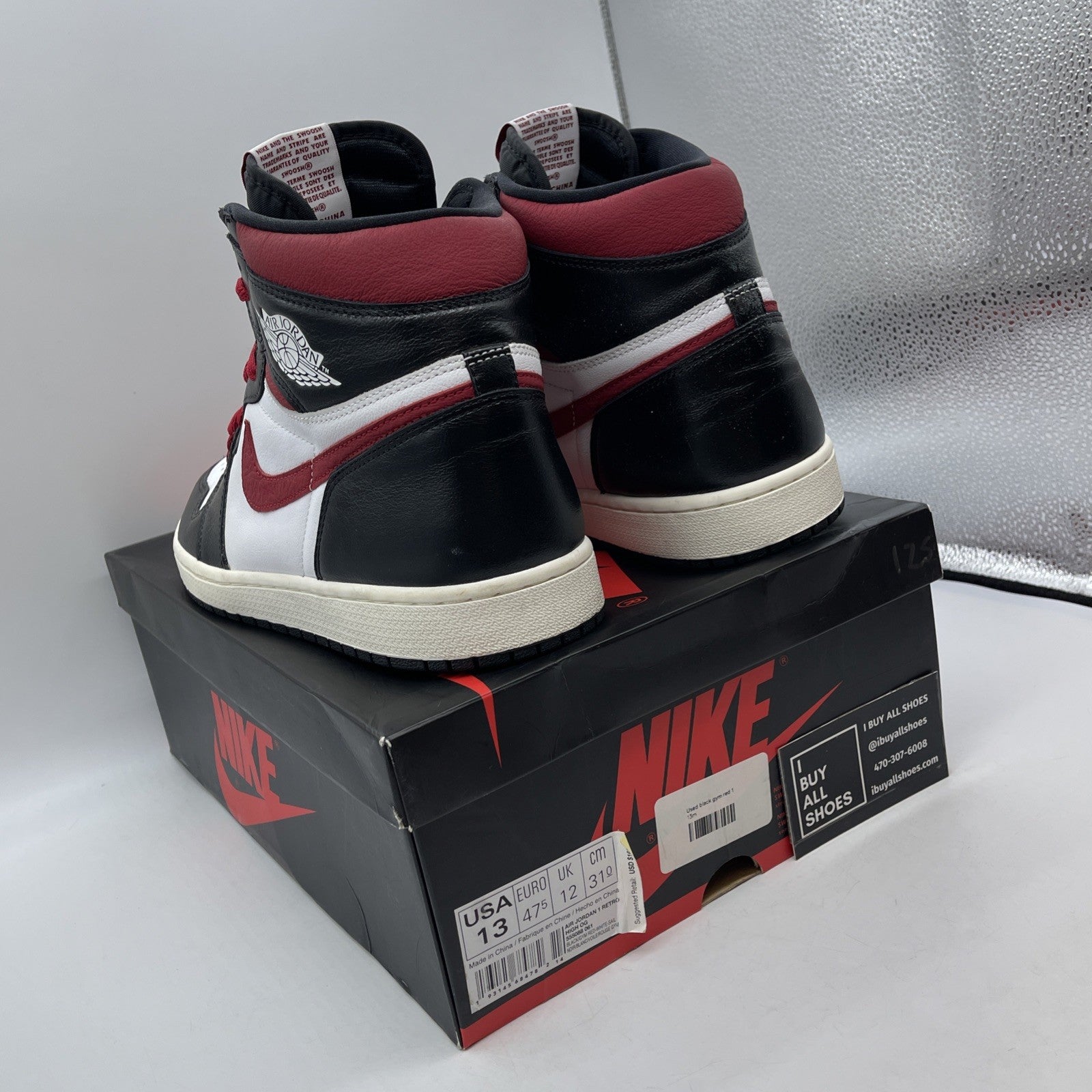 Size 13 - Jordan 1 Retro High OG Gym Red Black White Leather (555088-061)