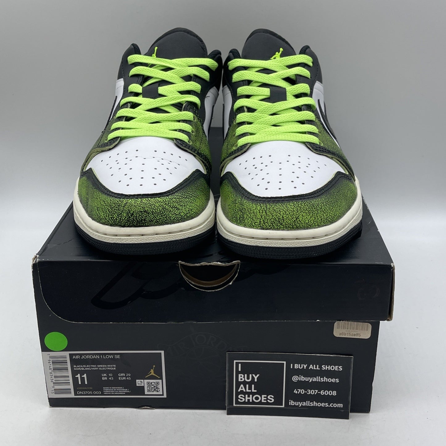 Size 11 - Air Jordan 1 SE Low Wear-Away Electric Green (DN3705-003)