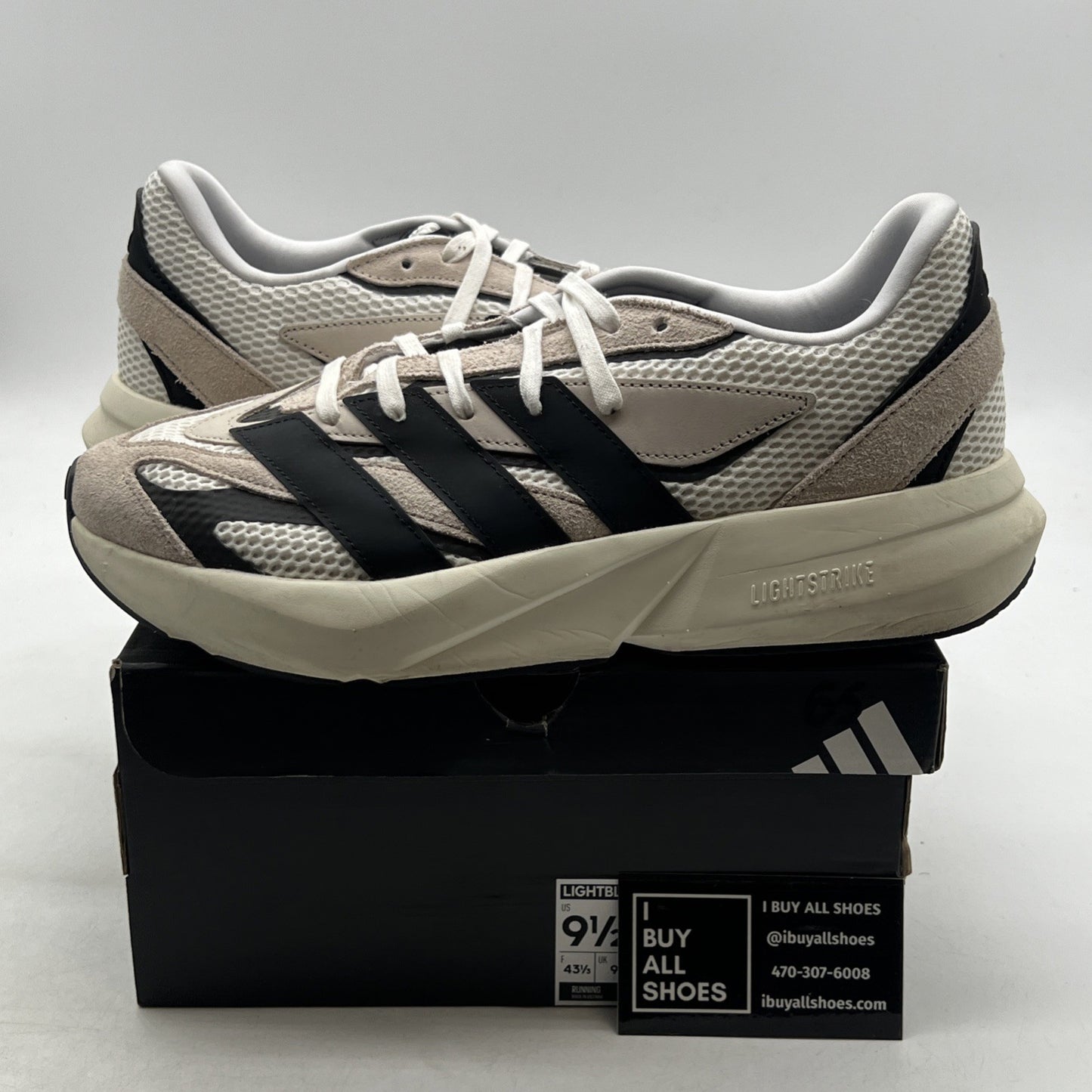 Size 9.5 - Adidas Lightblaze Alumina Black White (JH6944)