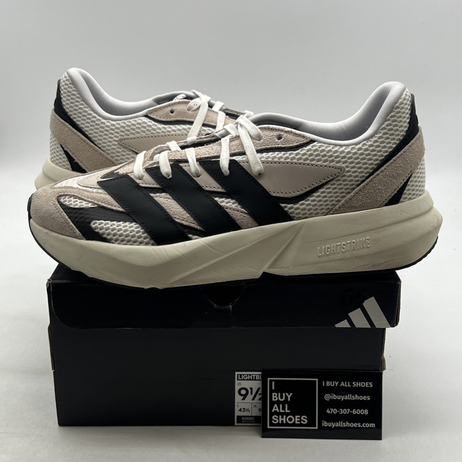 Size 9.5 - Adidas Lightblaze Alumina Black White (JH6944)