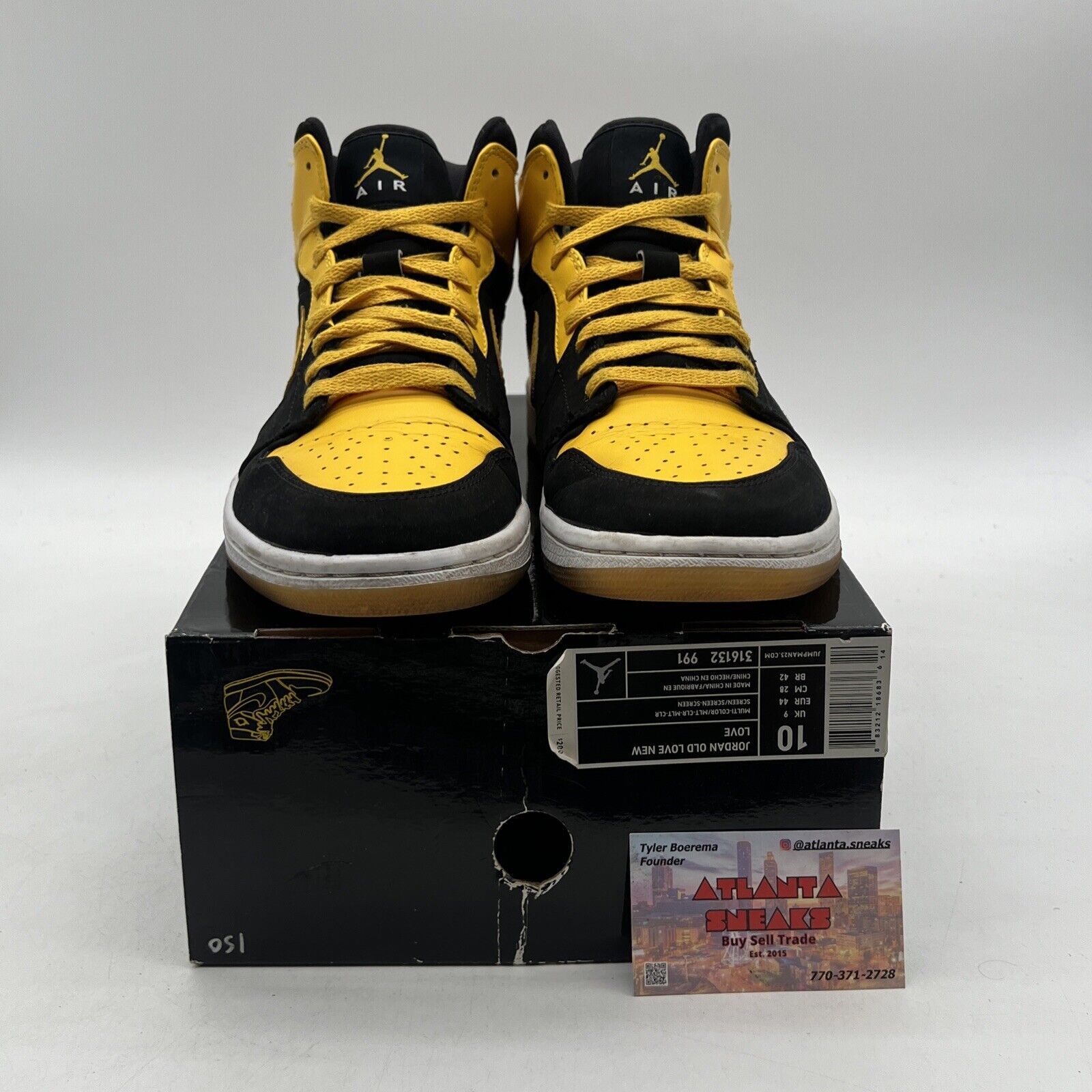 Size 10 - Air Jordan 1 Retro New Love Black Yellow (136085-072)