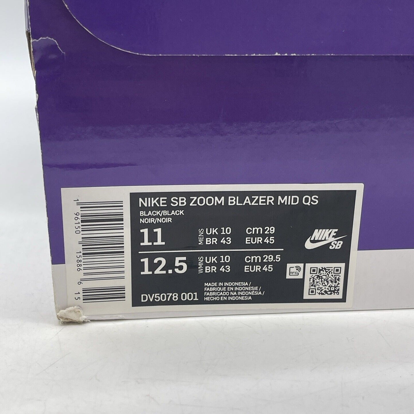 Size 11 - Nike Supreme x Zoom Blazer QS SB Mid Black Snakeskin (DV5078-001)