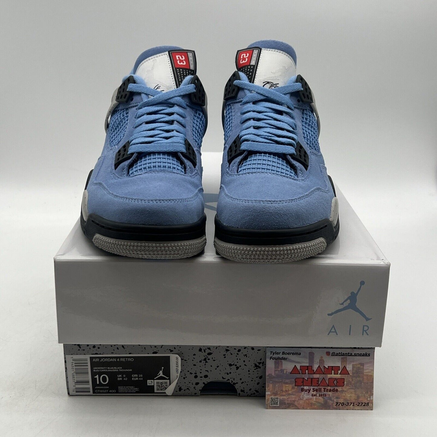 Size 10 - Jordan 4 Retro Mid University Blue Black Grey Suede (CT8527-400)