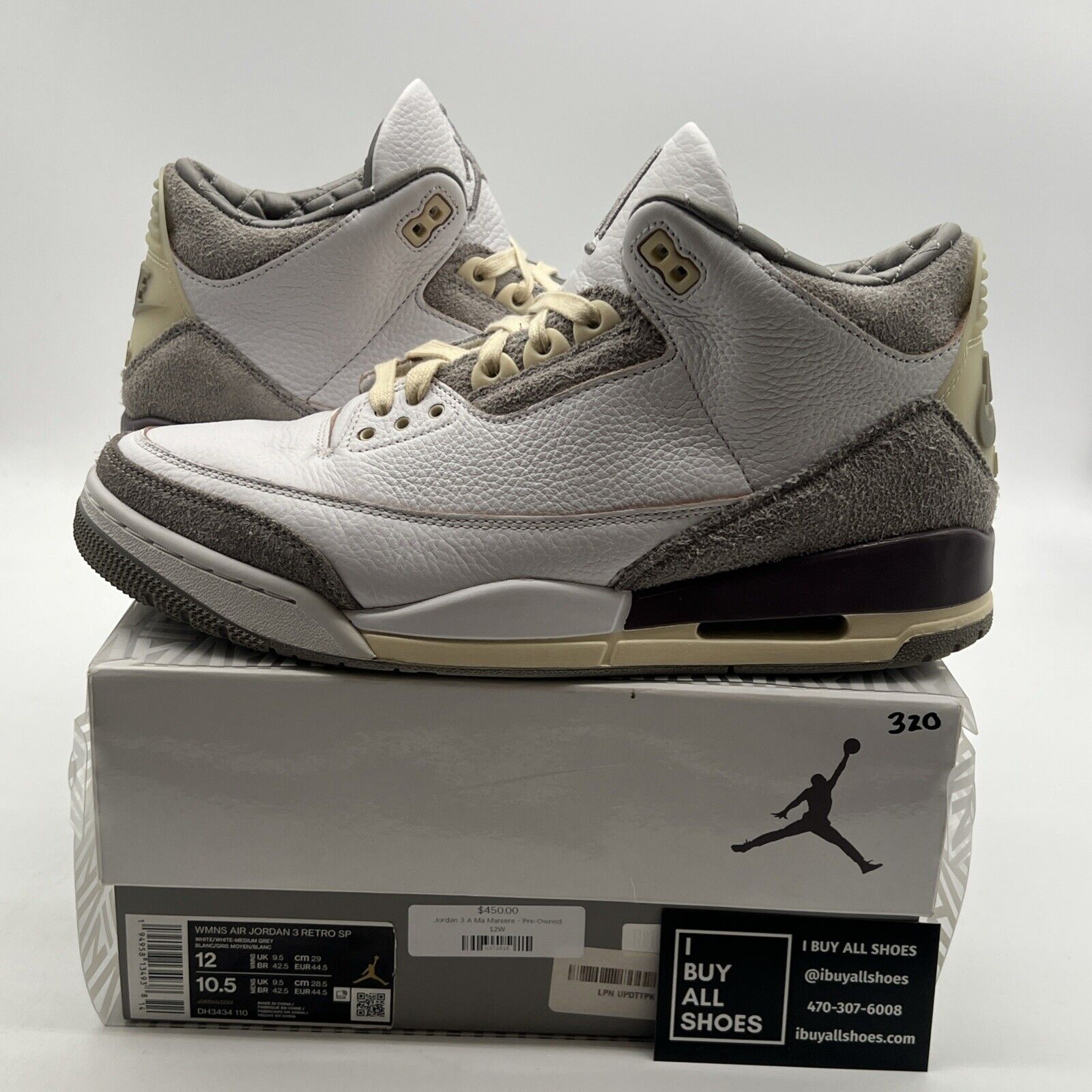 Size 12 - Air Jordan 3 Retro SP x A Ma Maniere Low Raised By Women W DH3434-110