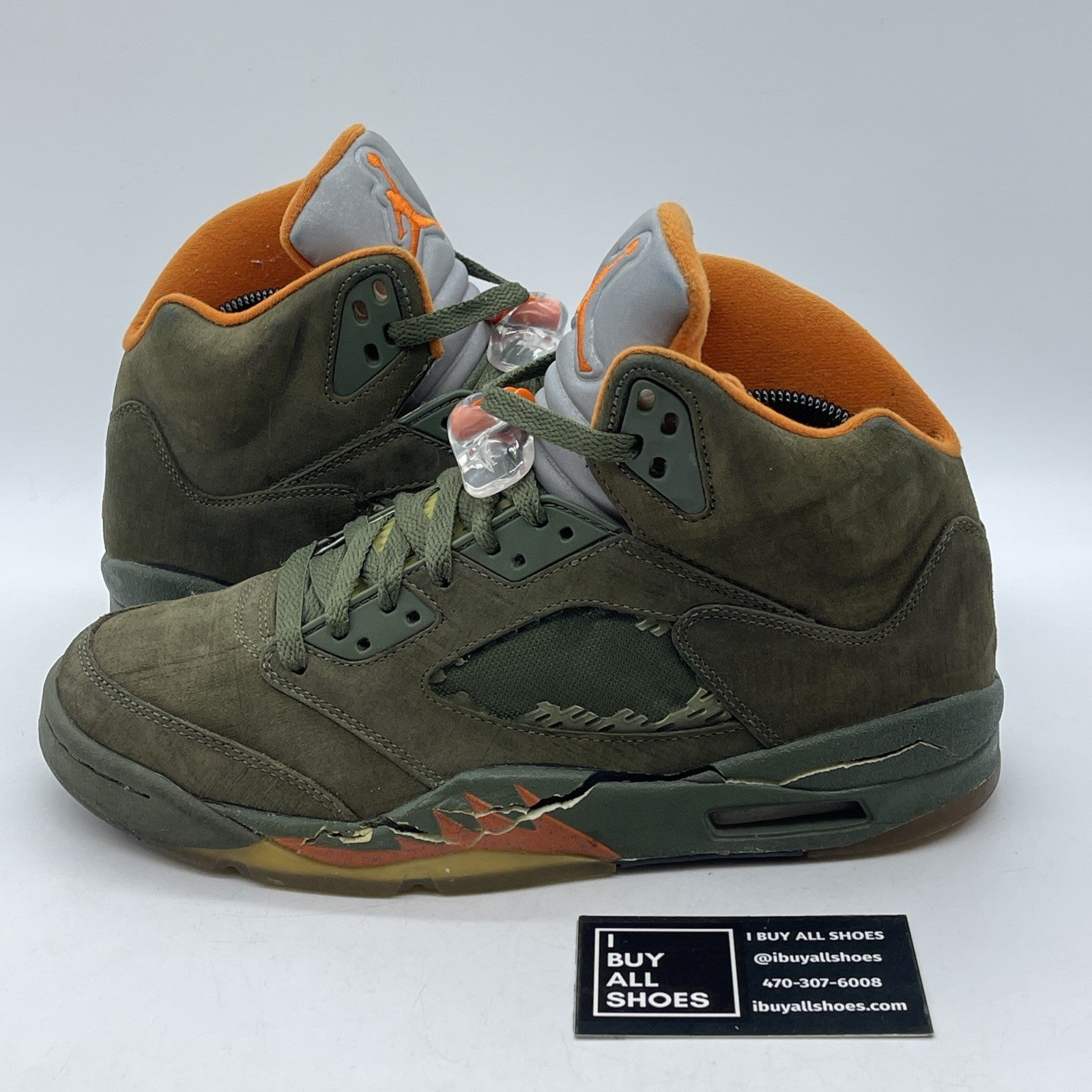 Size 8.5 - Air Jordan 5 Retro LS Olive Orange Green Suede (314259-381)