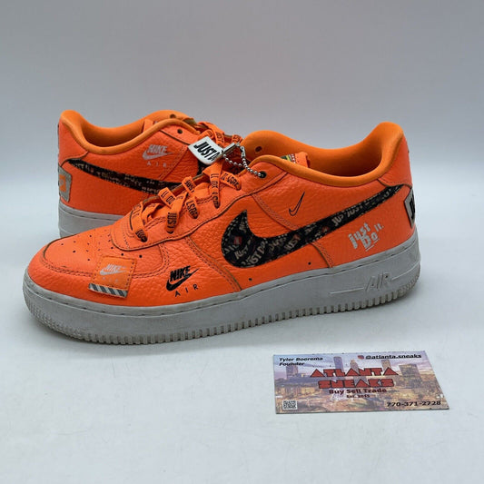 Size 6.5Y -  Air Force One Low "Just Do It’ Orange White Leather (AO3977-800)