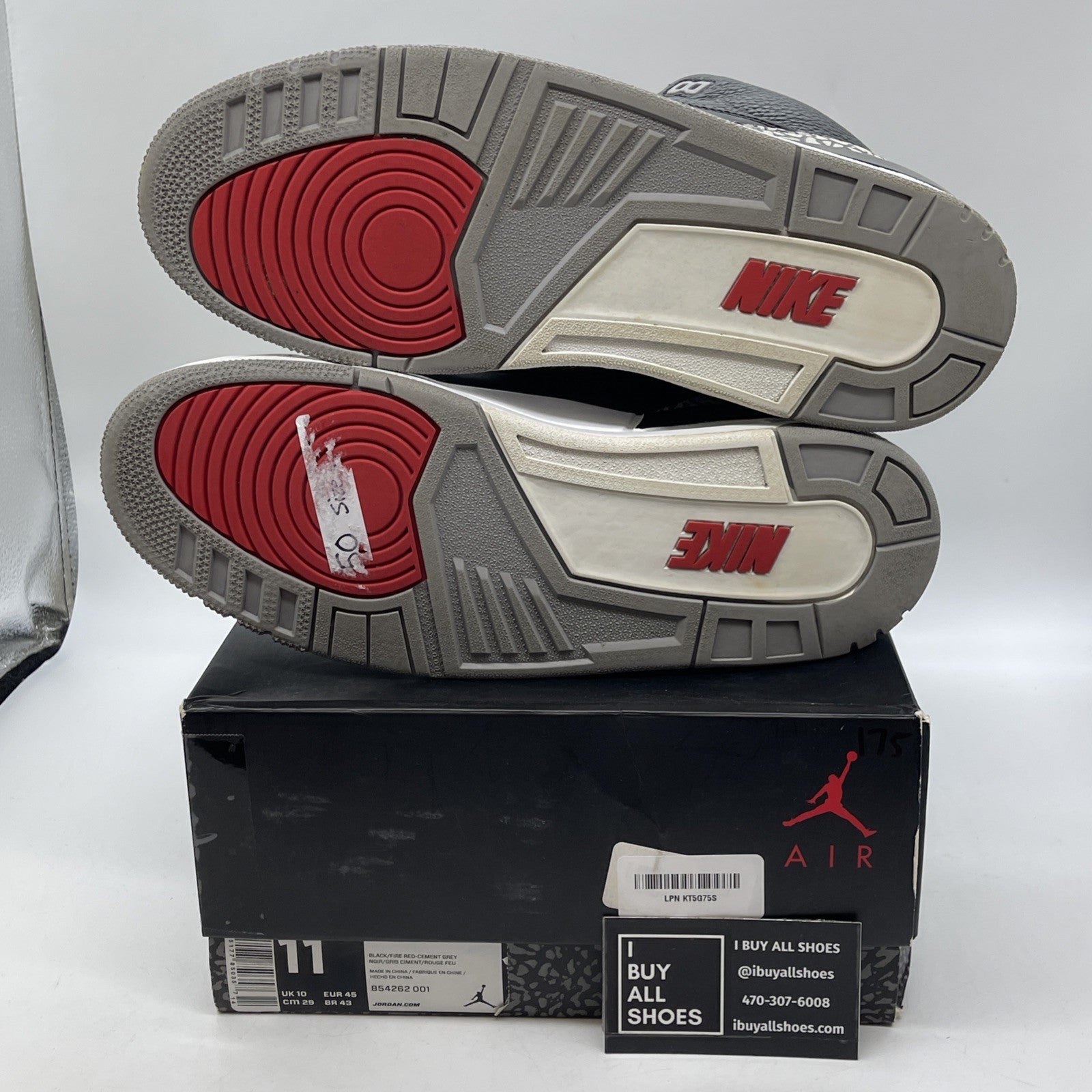 Size 11 - Jordan 3 Retro OG Mid Black Cement Grey Suede Leather (854262-001)