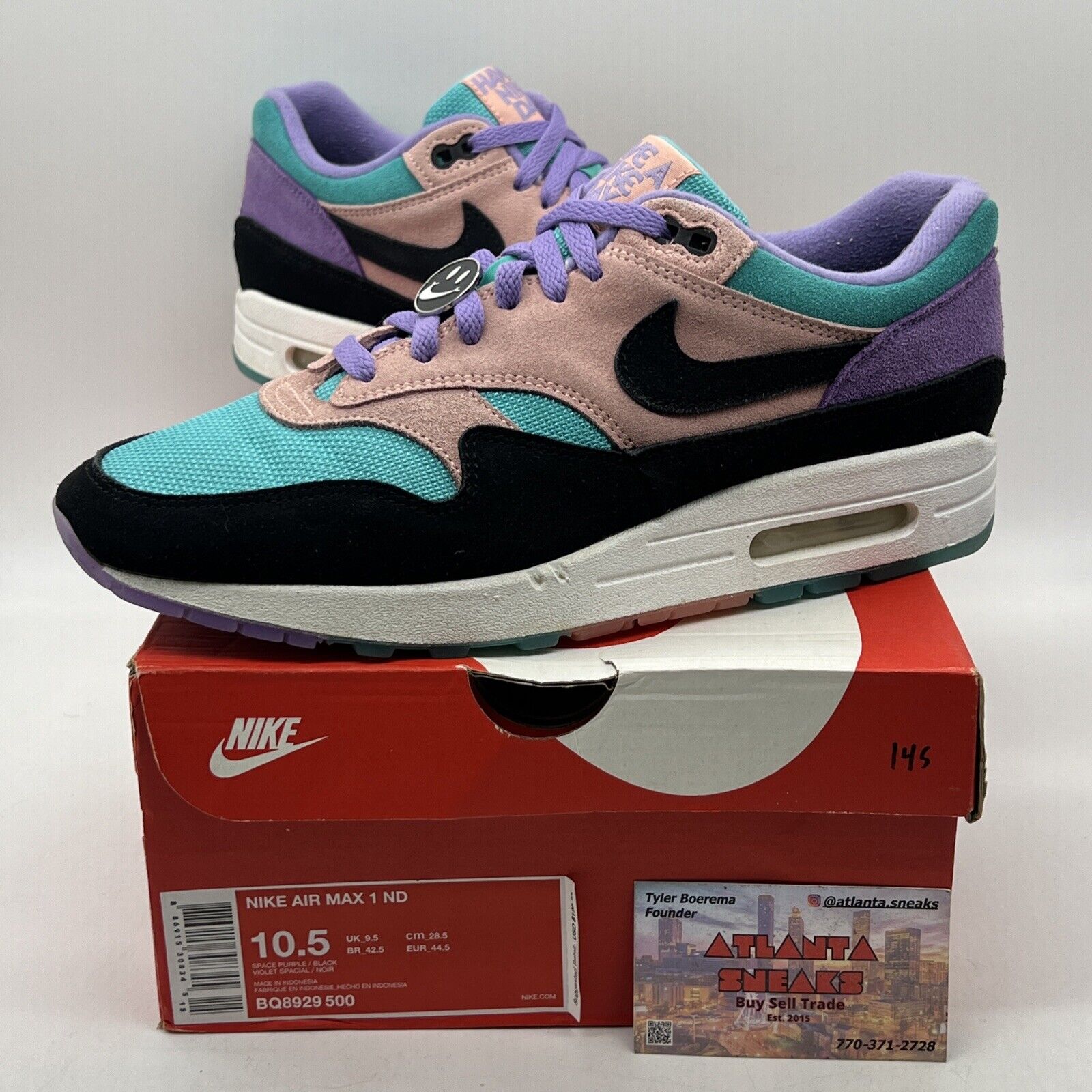 Size 10.5 - Nike Air Max 1 Have A Nike Day Black Purple Suede (BQ8929-500)