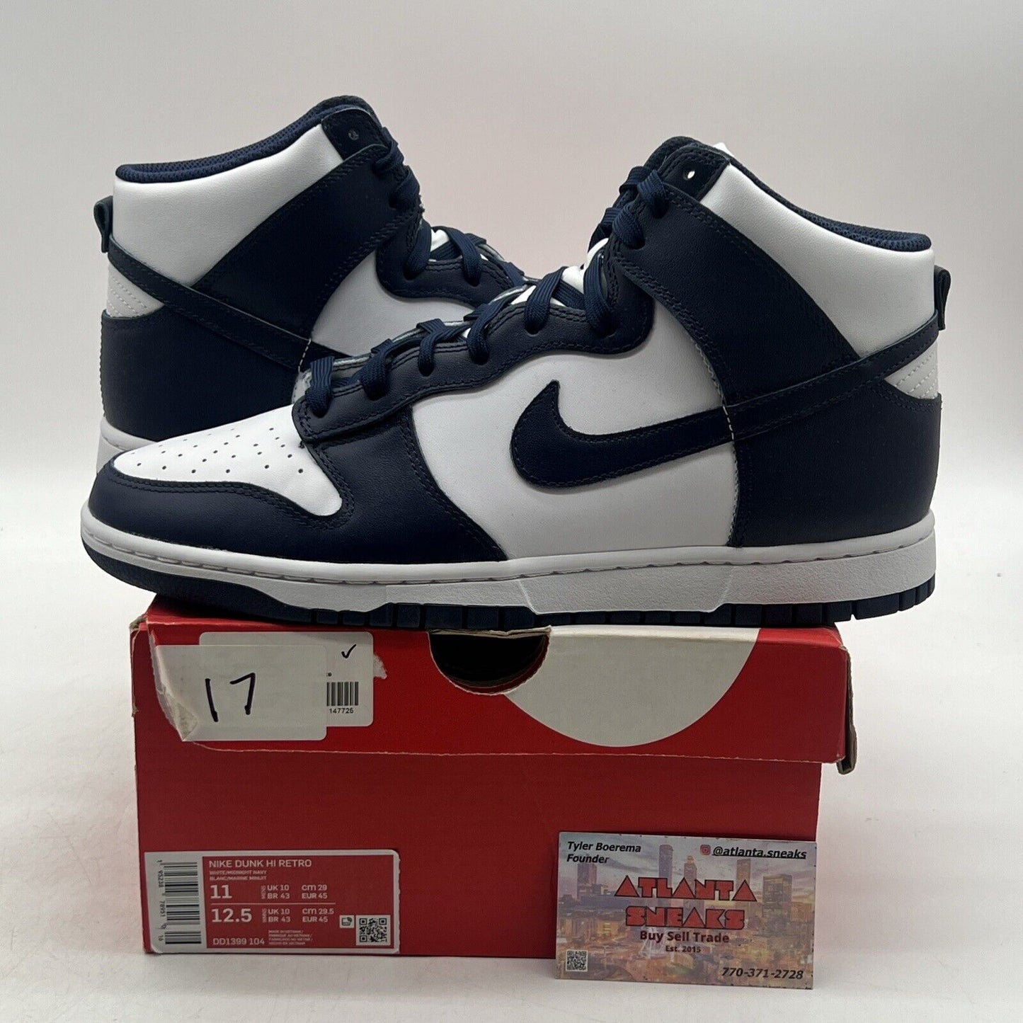 Size 11 - Nike Dunk High Midnight Navy White Navy (DD1399-104)